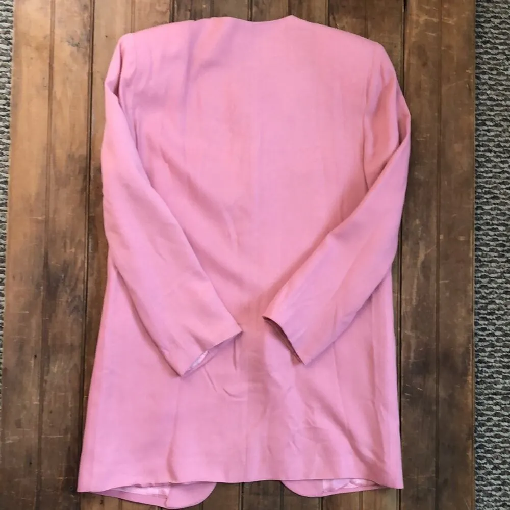 Vintage pink 1980s Diane Von Furstenberg womens long blazer sport coat - Image 2