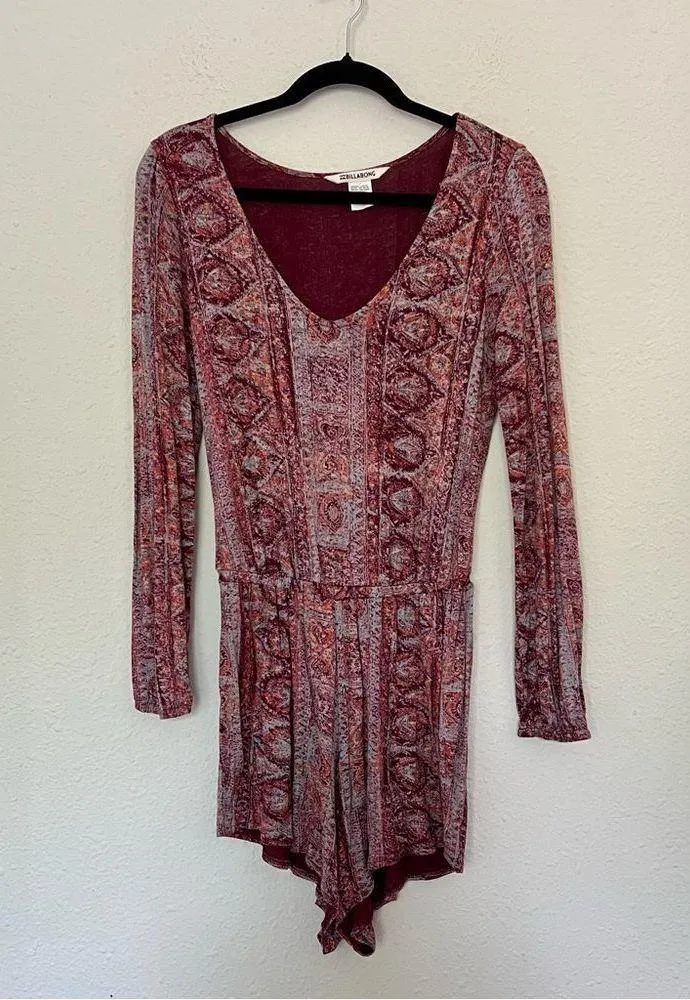 Billabong See the Sun Long Sleeve Bohemian Romper Size Small - Image 4