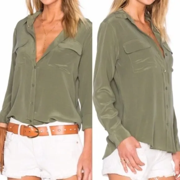 Equipment Femme Signature Silk Long Sleeve Button Down M - Image 2