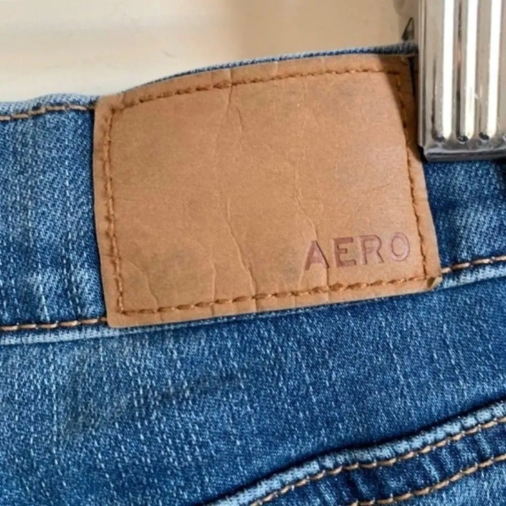 Aeropostale AERO Medium Wash High Rise Distressed Skinny Jeans Size 2 - Image 7