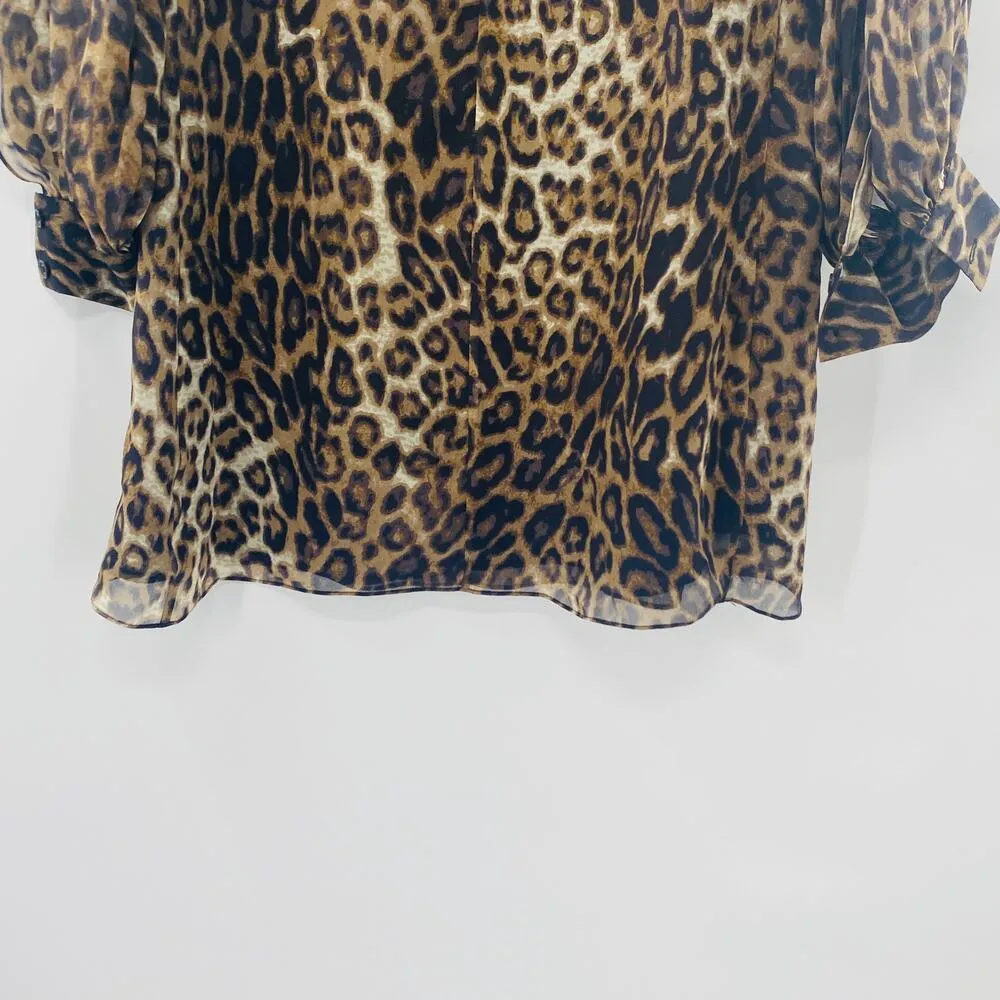NEW Nili Lotan Rebeca Dress Brown Leopard Animal Print Silk $895 Sz 4 Chiffon - Image 16