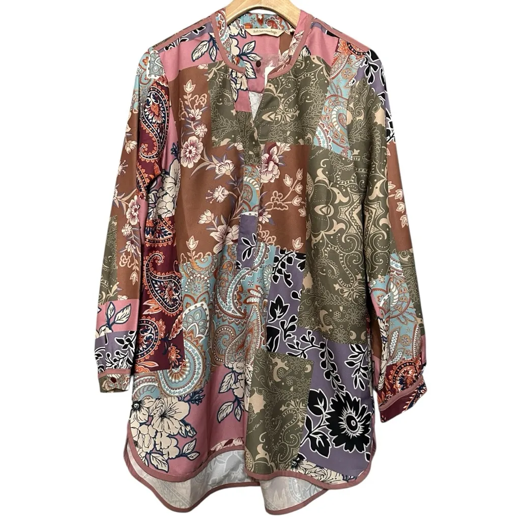 Soft Surroundings NWT Size S Alvadore Fleur Floral Garden Paisley Patchwork Top - Image 2