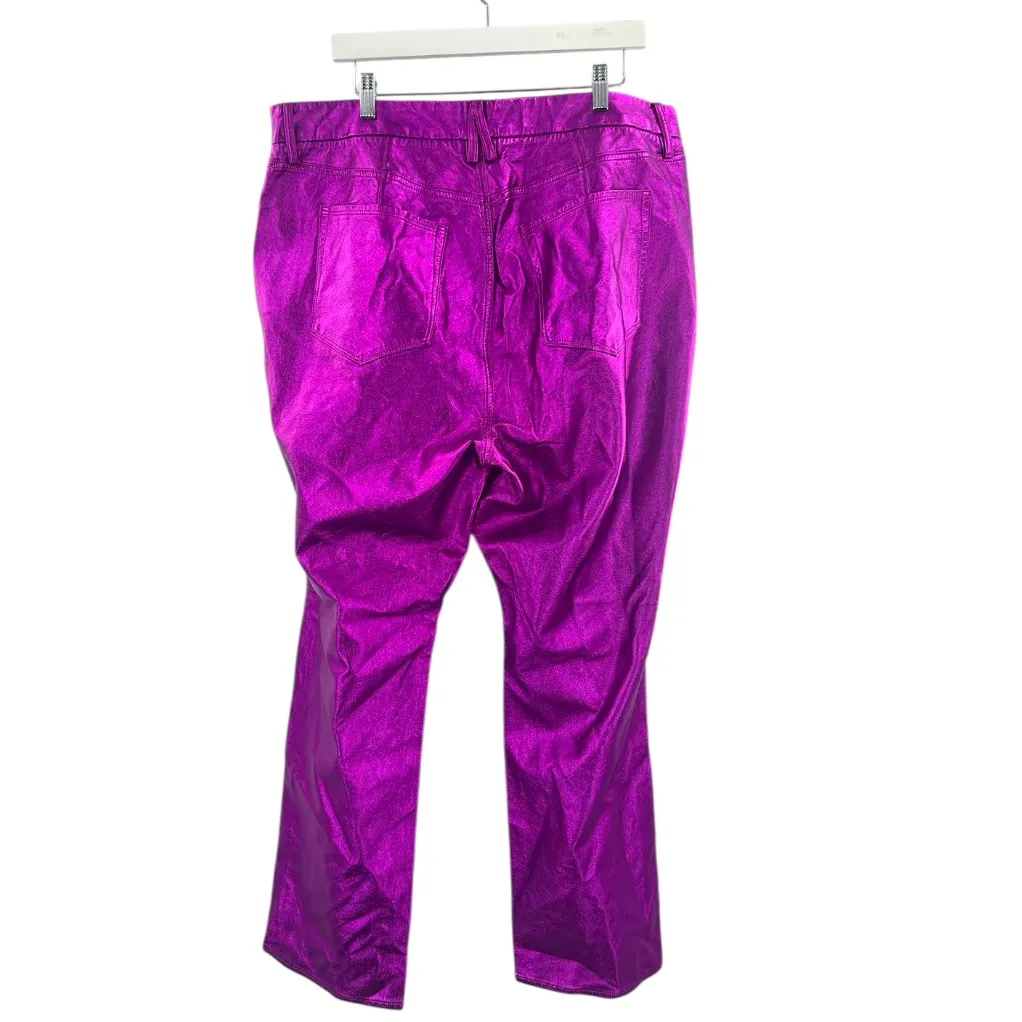 Good American Good Icon Metallic Faux Leather Pants Straight Leg Thistle Purple - Image 5