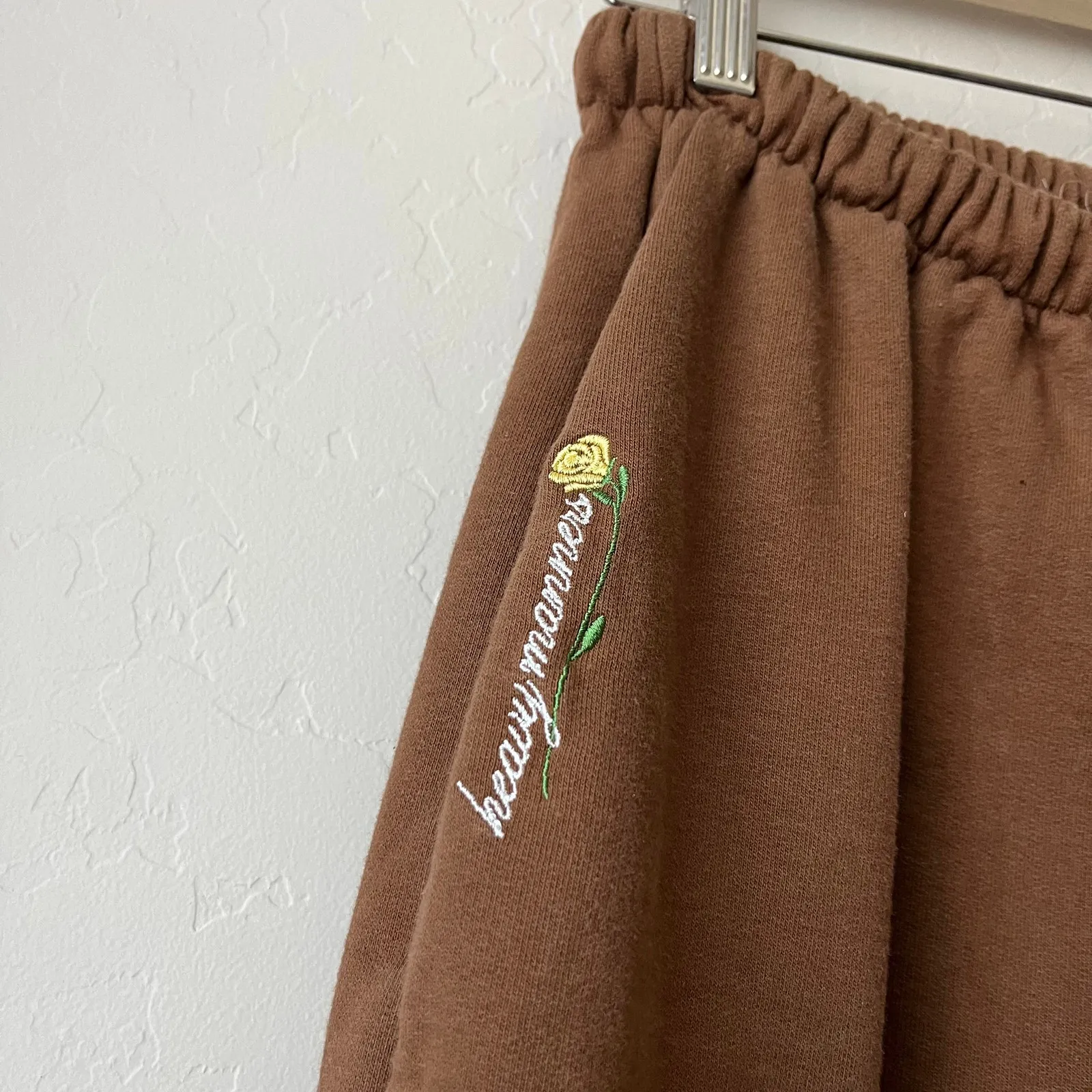 Heavy Manners Brown Embroidered Airport Lounge Jogger Sweatpants Women’s Size L‎ Size L - Image 5