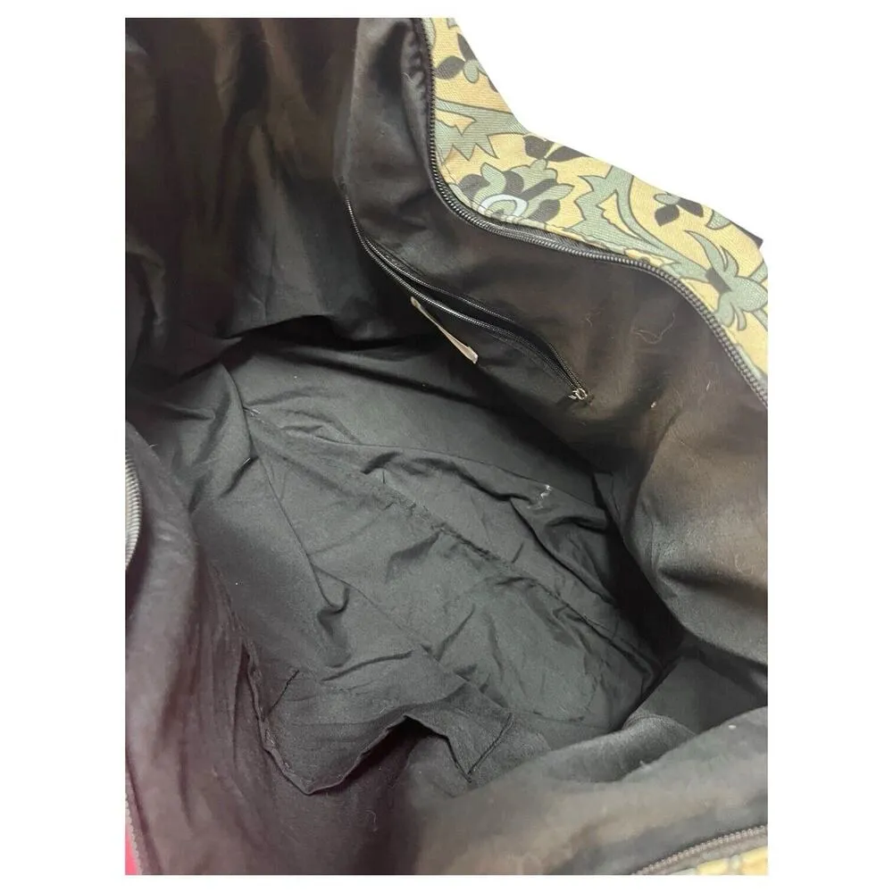 Lulu Dharma Weekender Bag Canvas Duffle Floral Geometric Shoulder Strap Blue - Image 10