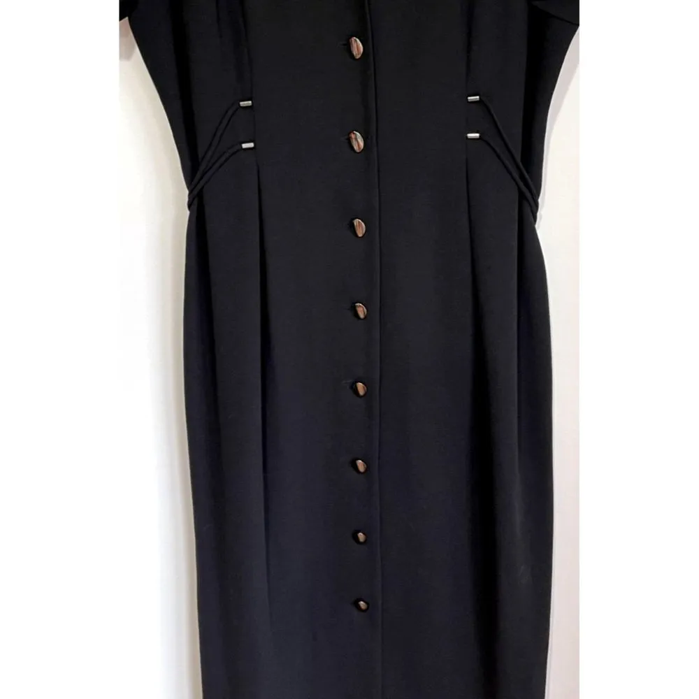 Vintage 90s SL Fashions Black Classic Midi Dress Womens Size 16 - Image 2