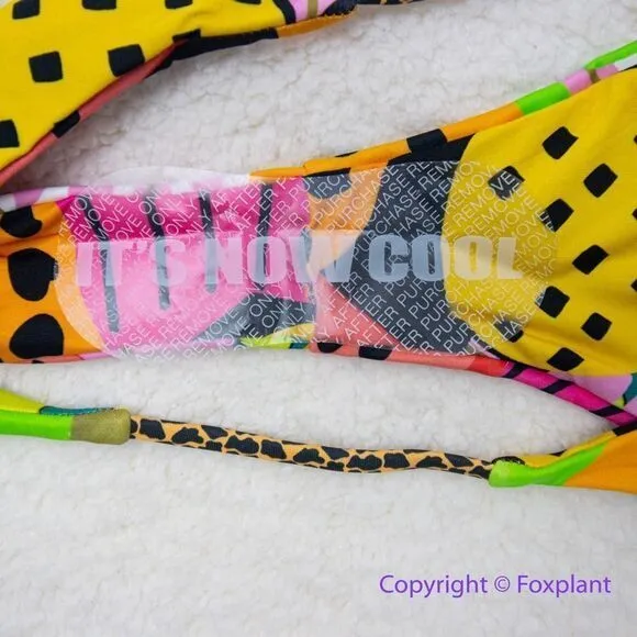 NEW It’s now cool String Bikini Bottom cheeky thong in Tropicool, size M Green Size M - Image 11