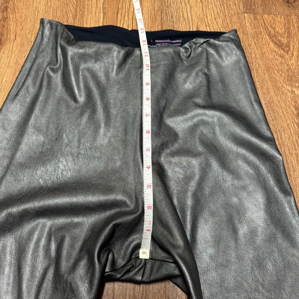 Commando Control Womens Metallic Pewter Vegan Leather Shaping Leggings Large - Image 7