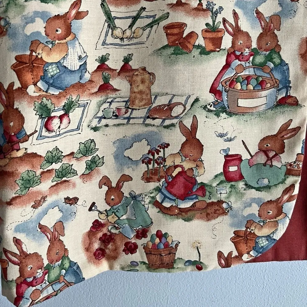 Vintage Bunny Garden Print Vest M - Image 2