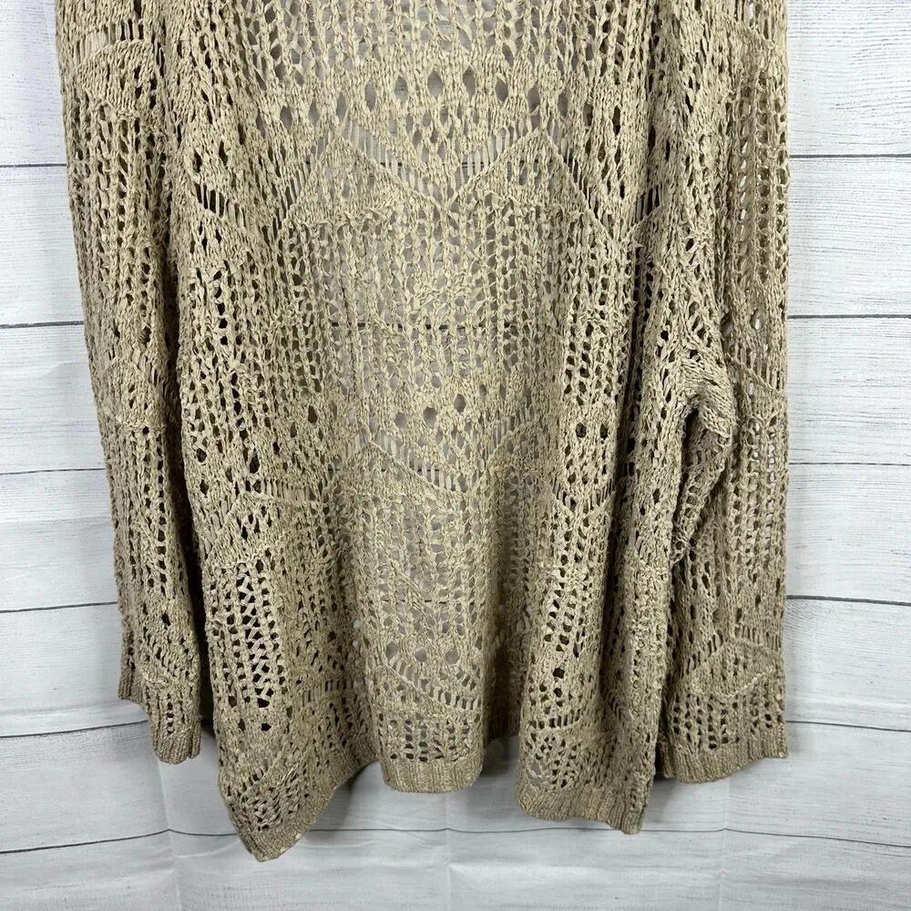 Back in the Saddle Womens Large Open Knit Crochet Cardigan Western Bohemian - Image 7