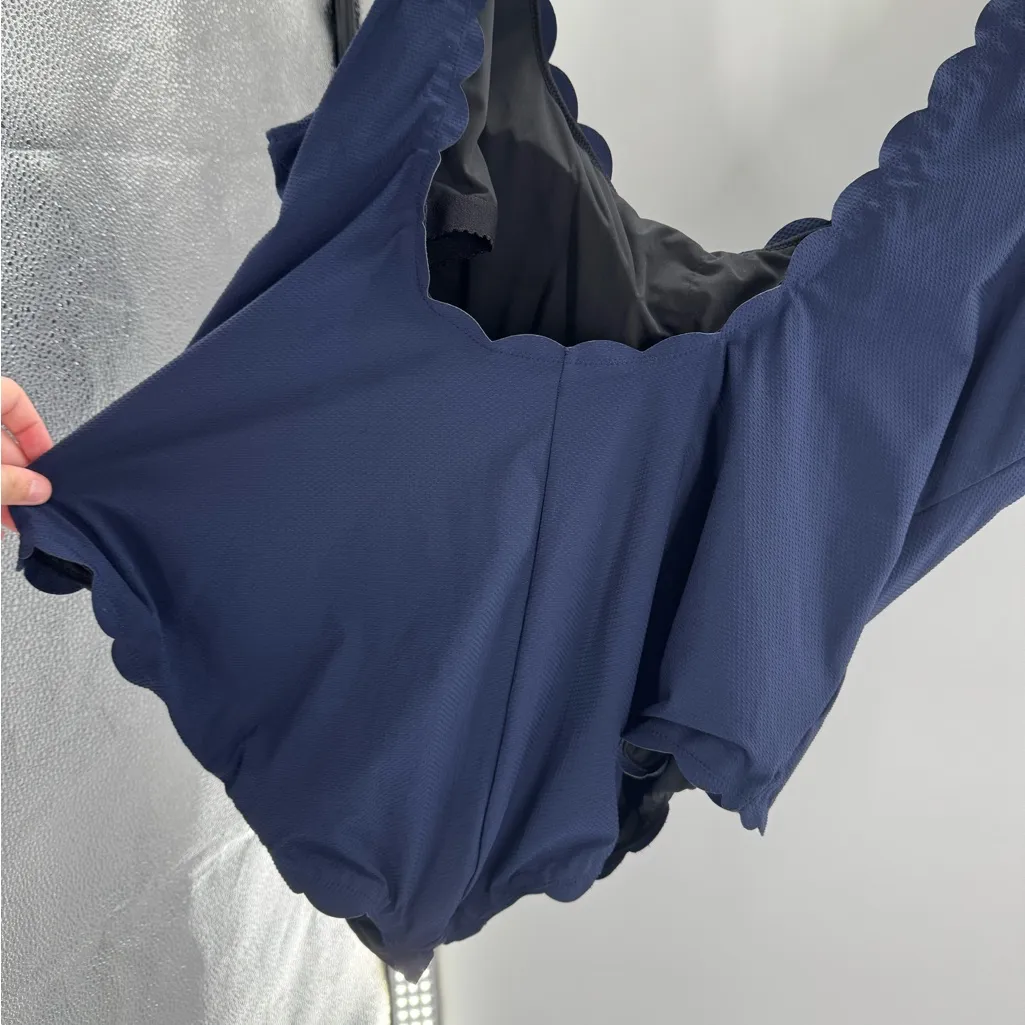 J.Crew Scallop Pique Scoopback One-Piece Swimsuit Navy Blue Size 24 NWT - Image 5