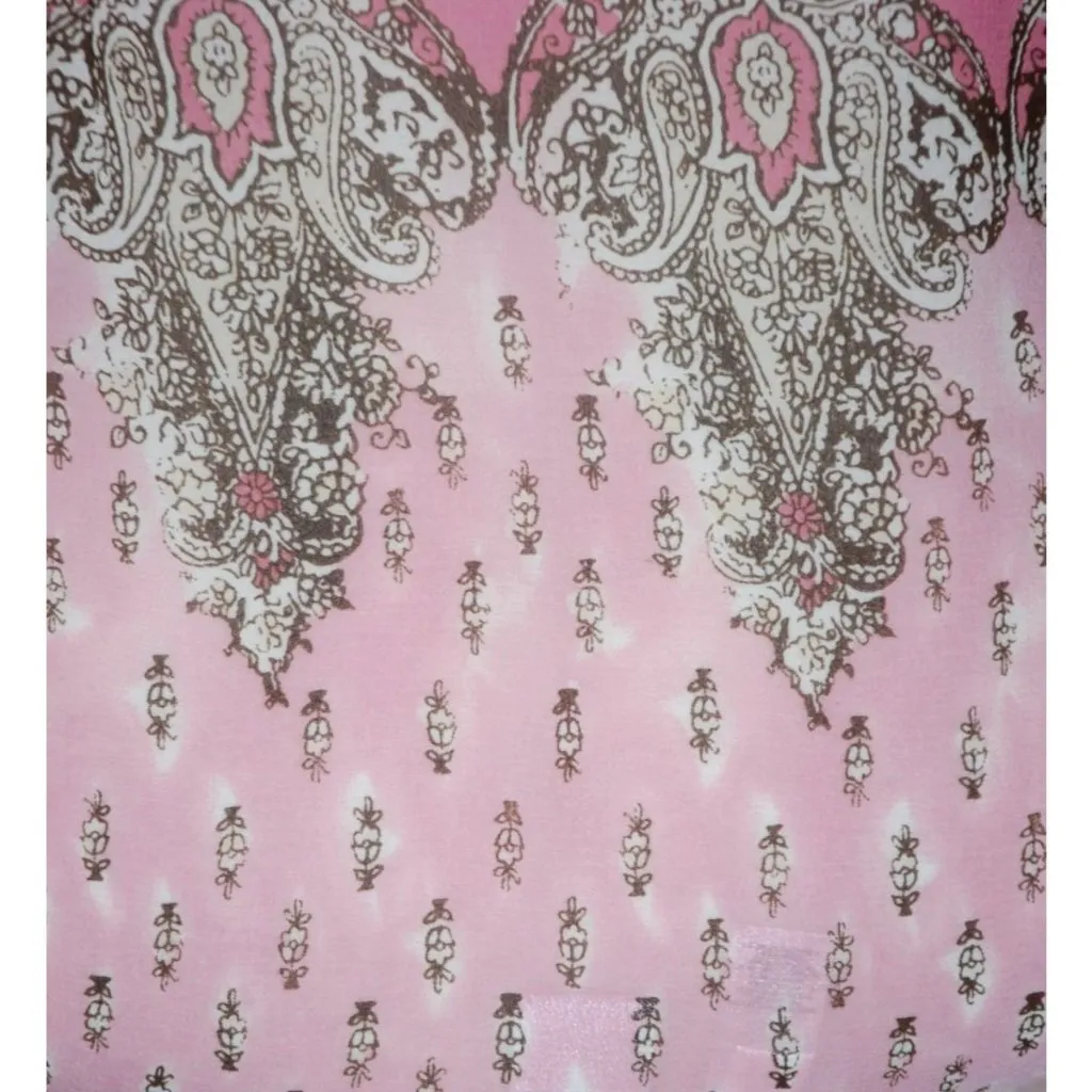 Pretty Emma James Paisley Print Pink Brown Sheer Blouse Size 16 Career Church - Image 7