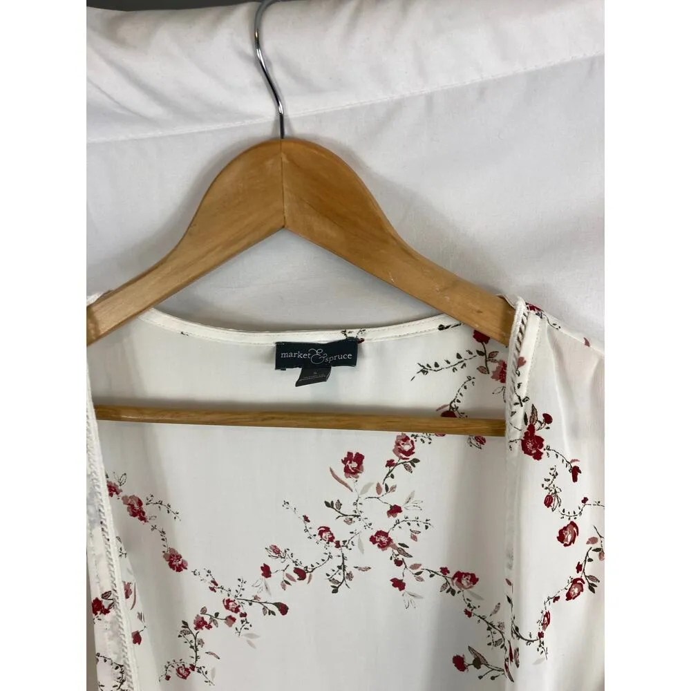 Stitch Fix Market & Spruce Floral Cold Shoulder Kimono top size small - Image 2