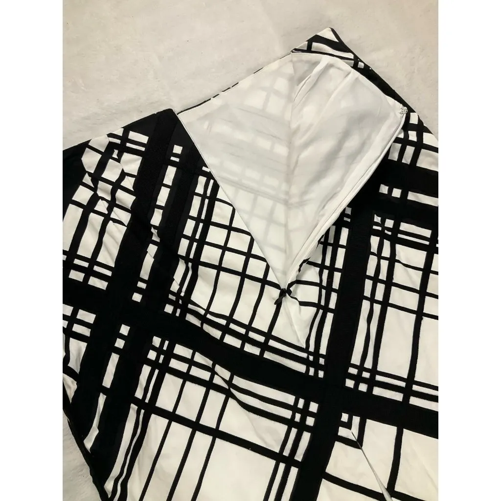 WHITE HOUSE BLACK MARKET | Black White Pencil Skirt Abstract Grid |‎ Size 12 - Image 9