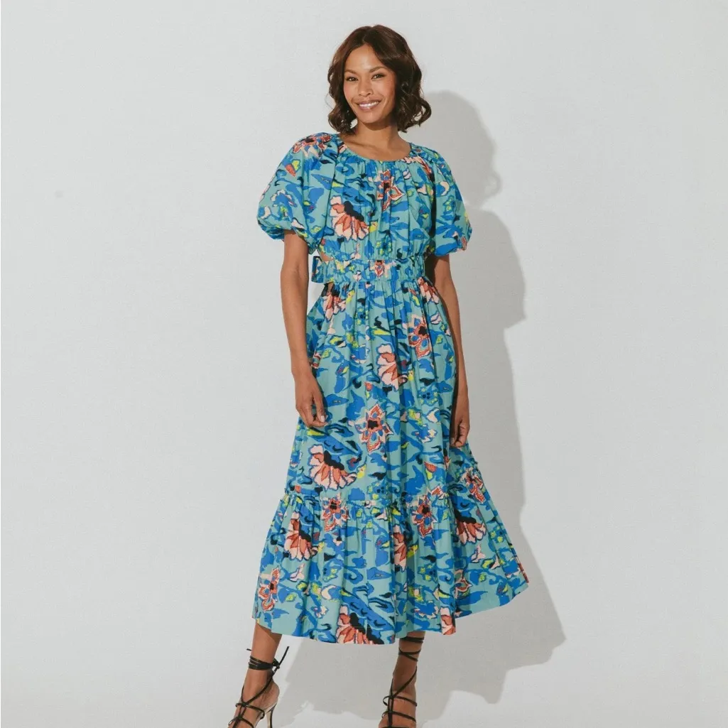 Cleobella Misha maxi dress puff sleeve calypso sz M - Image 2