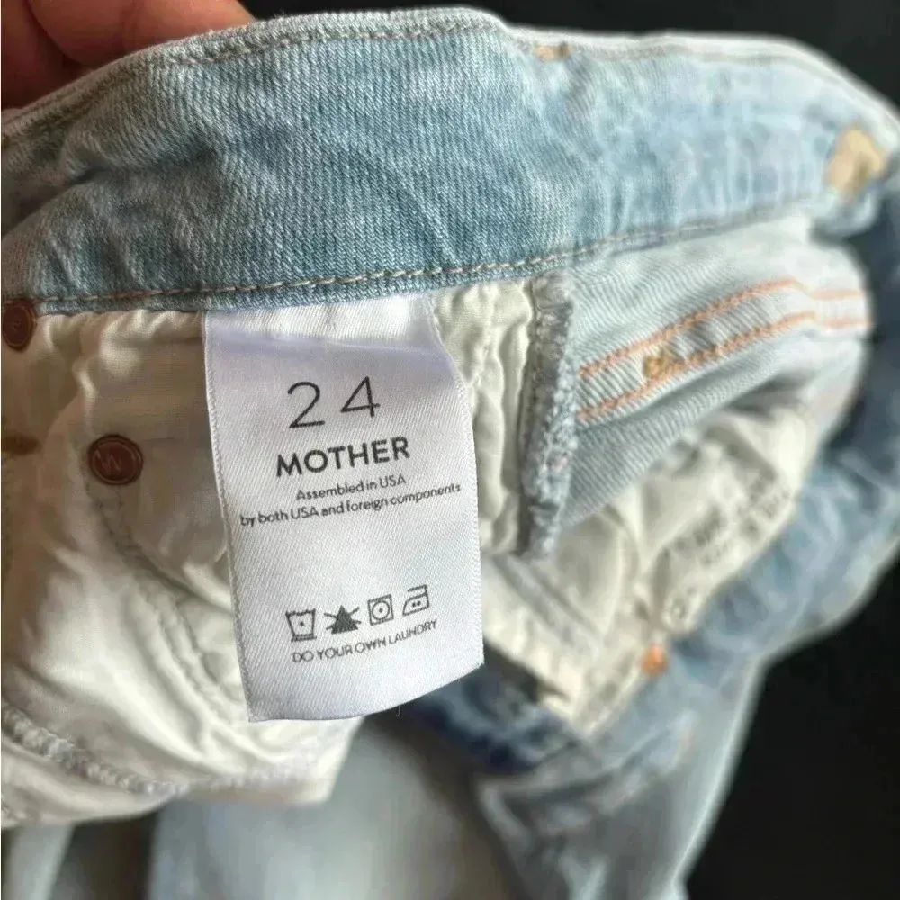 MOTHER The Looker Sacred Slit Ankle Jean in Nice Shot Paint splatter Frayed 24 Blue - Image 13