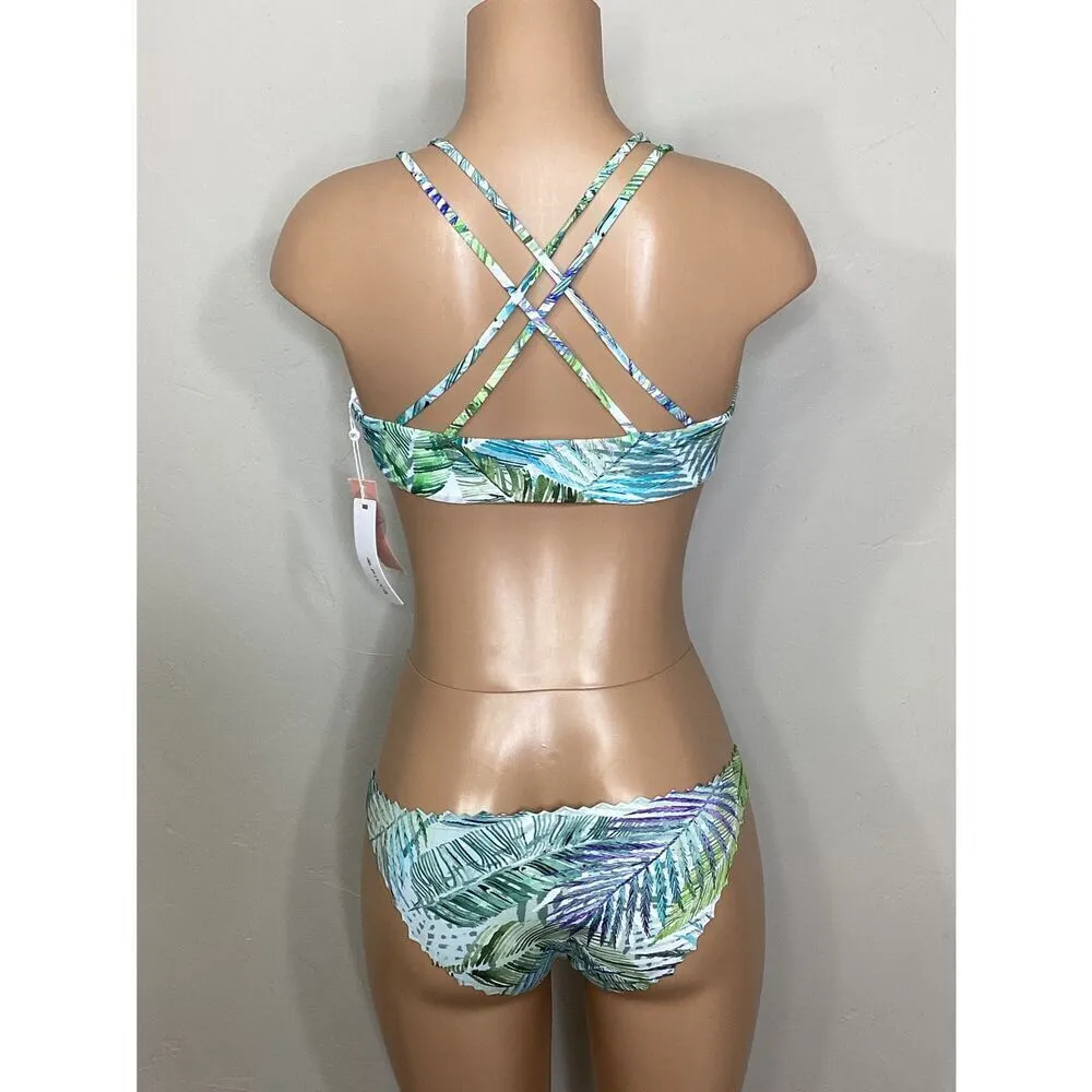 New. Pilyq palm print bikini set. L-top/S-bottom - Image 7