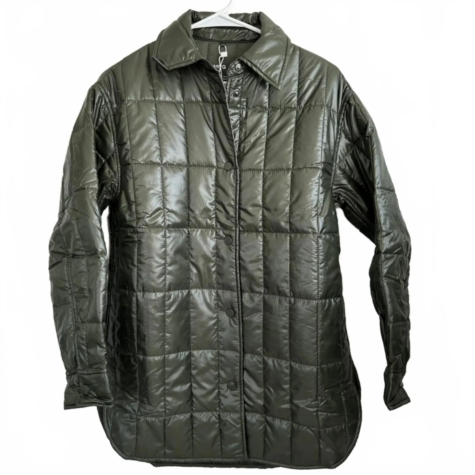 Mango Water-Repellent Quilted Anorak with Shirt Collar Khaki XXS - Image 3