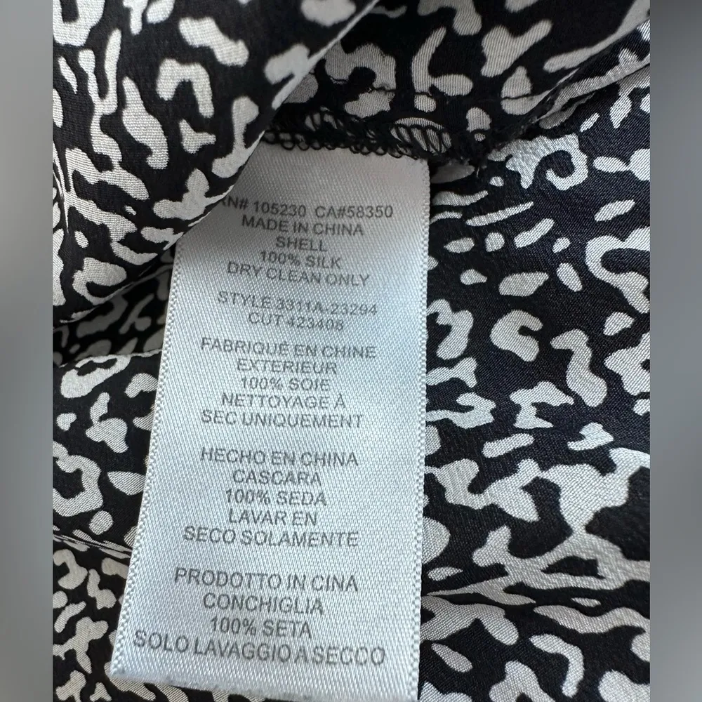 * Joie Silk Animal Cheetah Leopard Print Blouse Top Black white size small - Image 2