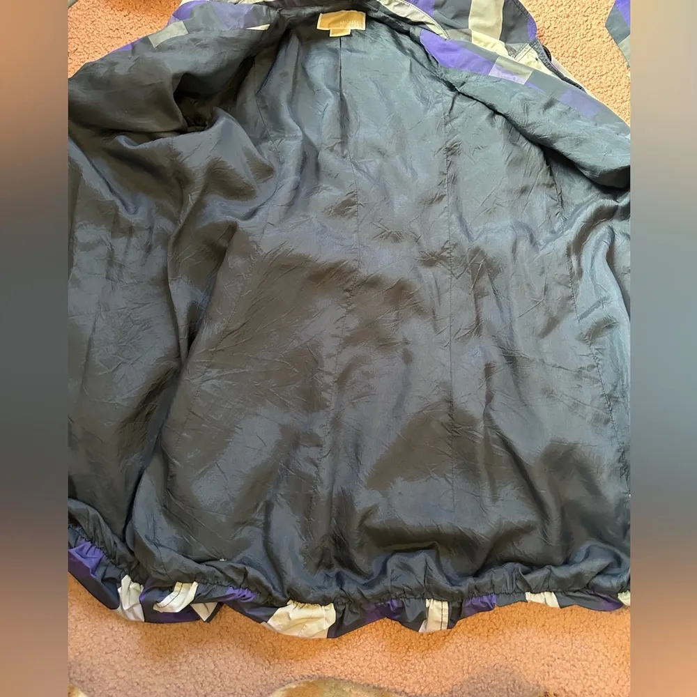 Michael Michael Kors Purple Plaid Belted & Hooded Coat Size 10 spring summer Blue - Image 5