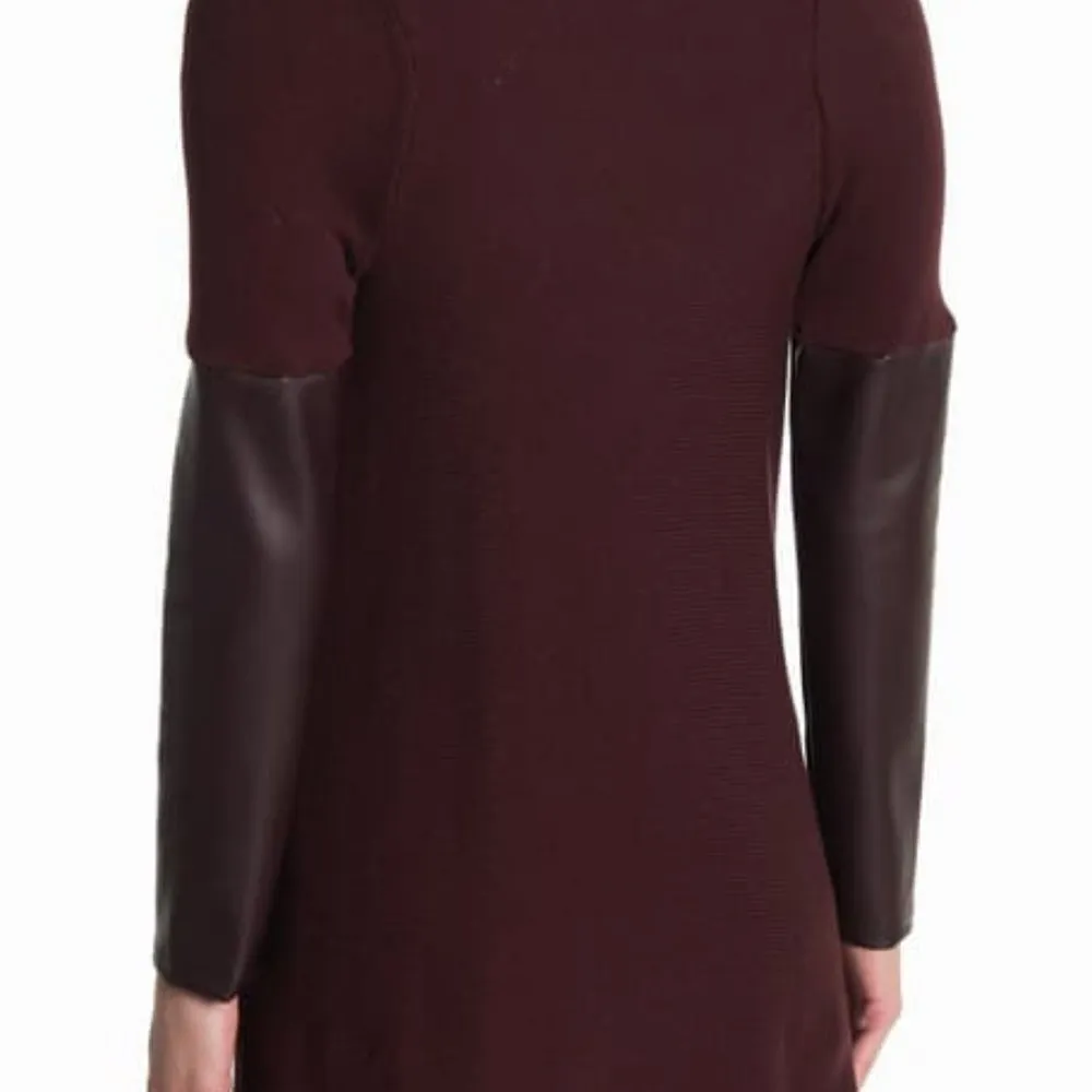 BLANKNYC Denim Faux Leather Trim High/Low Cardigan - Image 7