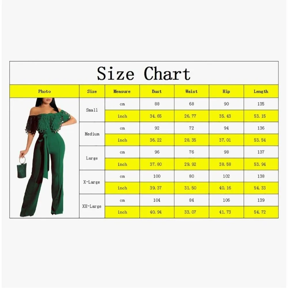 NEW Green Off Shoulder Solid Wide Leg Jumpsuits L NO BELT Size L - Image 4