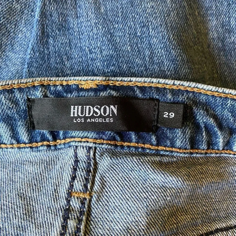 Hudson Womens Blue Holly Boot Medium Wash Distressed Crop Denim Jeans Size 29 - Image 4
