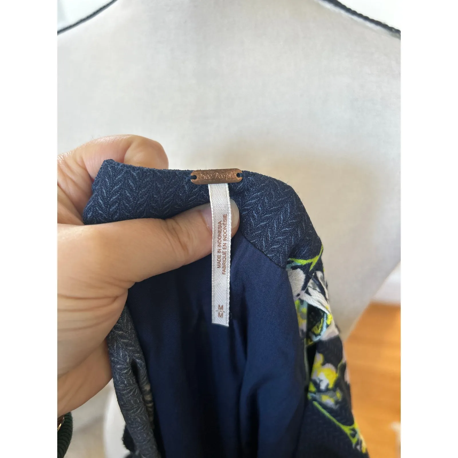 Free People Lost in You Navy White Floral Midi Dress - Image 4