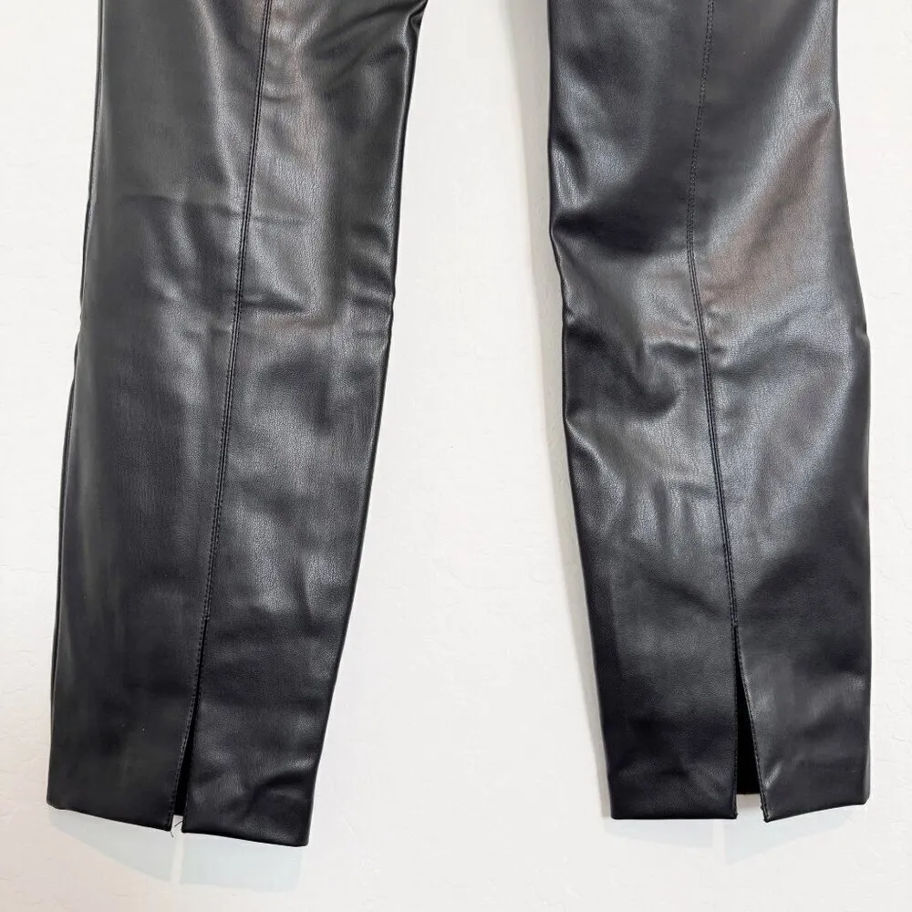 Zara Faux‎ Leather Pants Split Hem Contemporary Office Holiday Black Size Large - Image 6