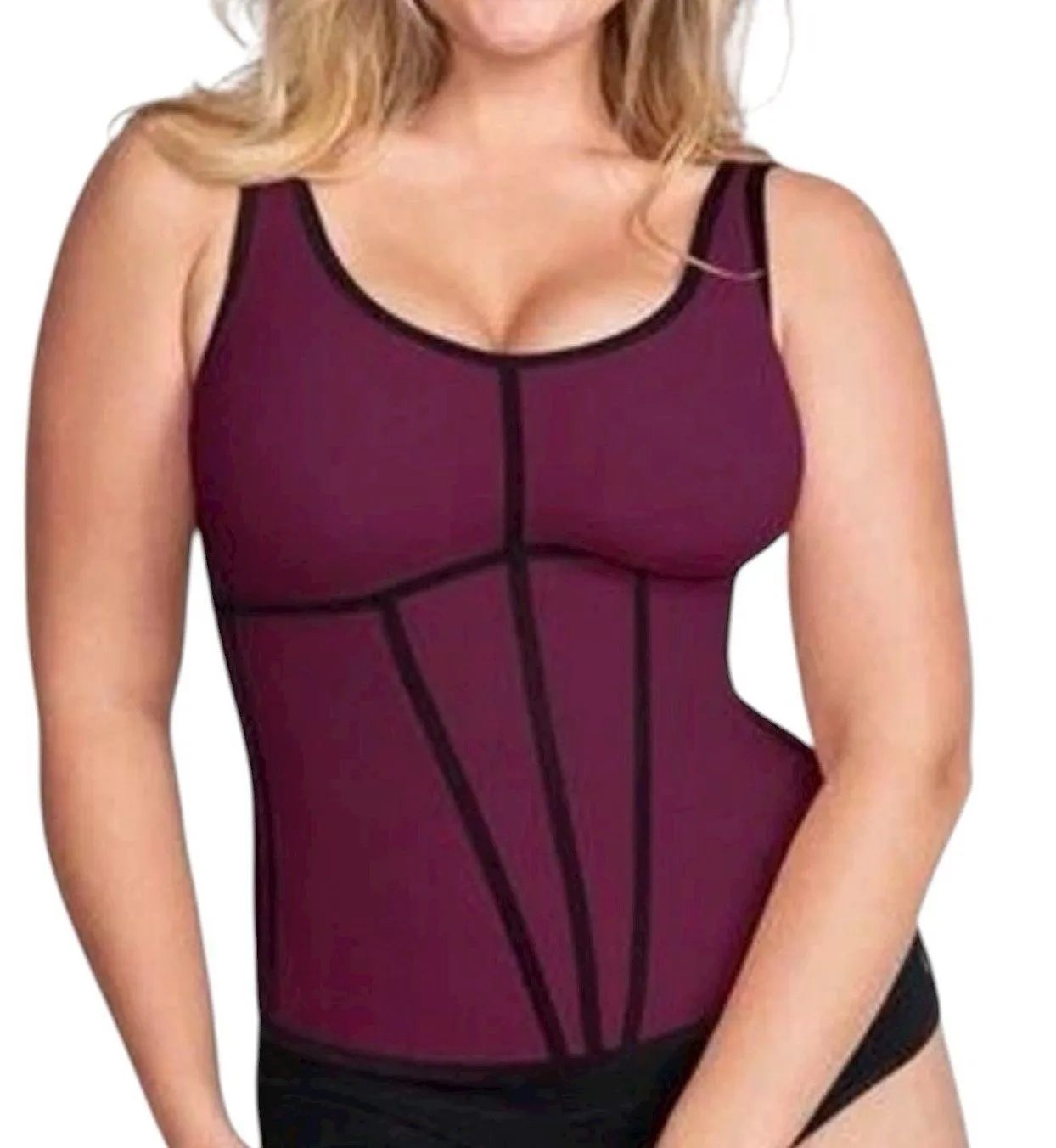 Honeylove Boldness Tank Fig Red Color Black Trims Body Sculpt Size XL Boned New - Image 1