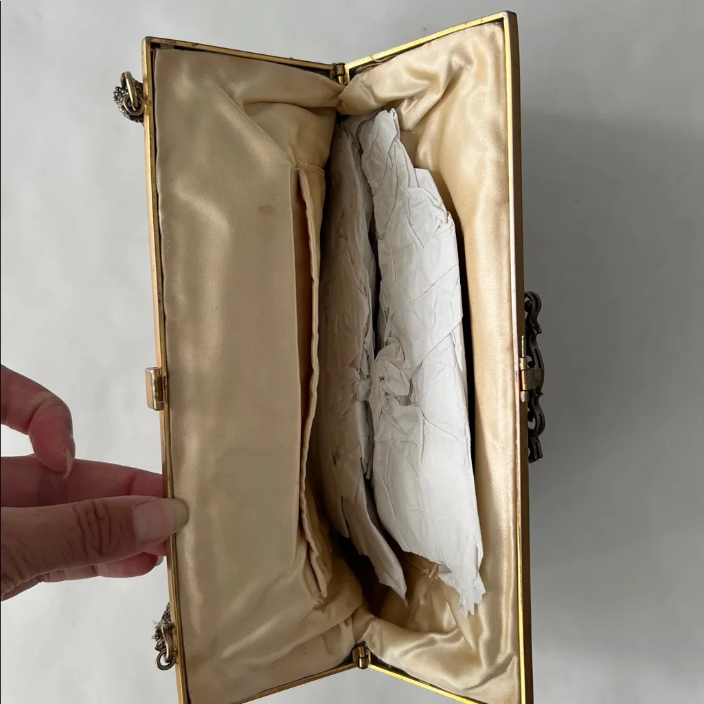 Handmade Cut Steel Bead Handbag, France, Circa Early 1950’s Gold - Image 7