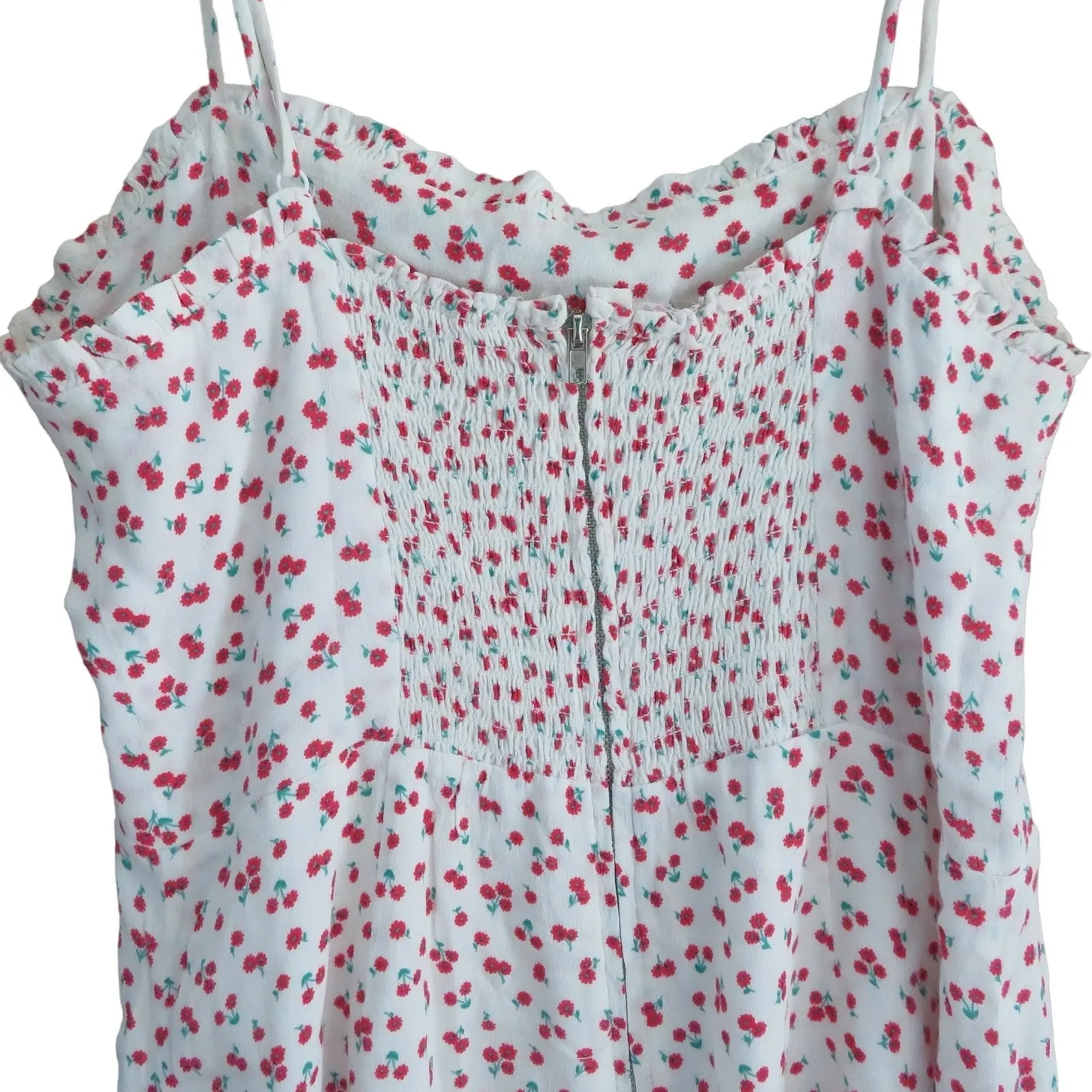Olivaceous Floral Mini Dress Sleeveless Back Zip White & Red Size Large NWOT - Image 4