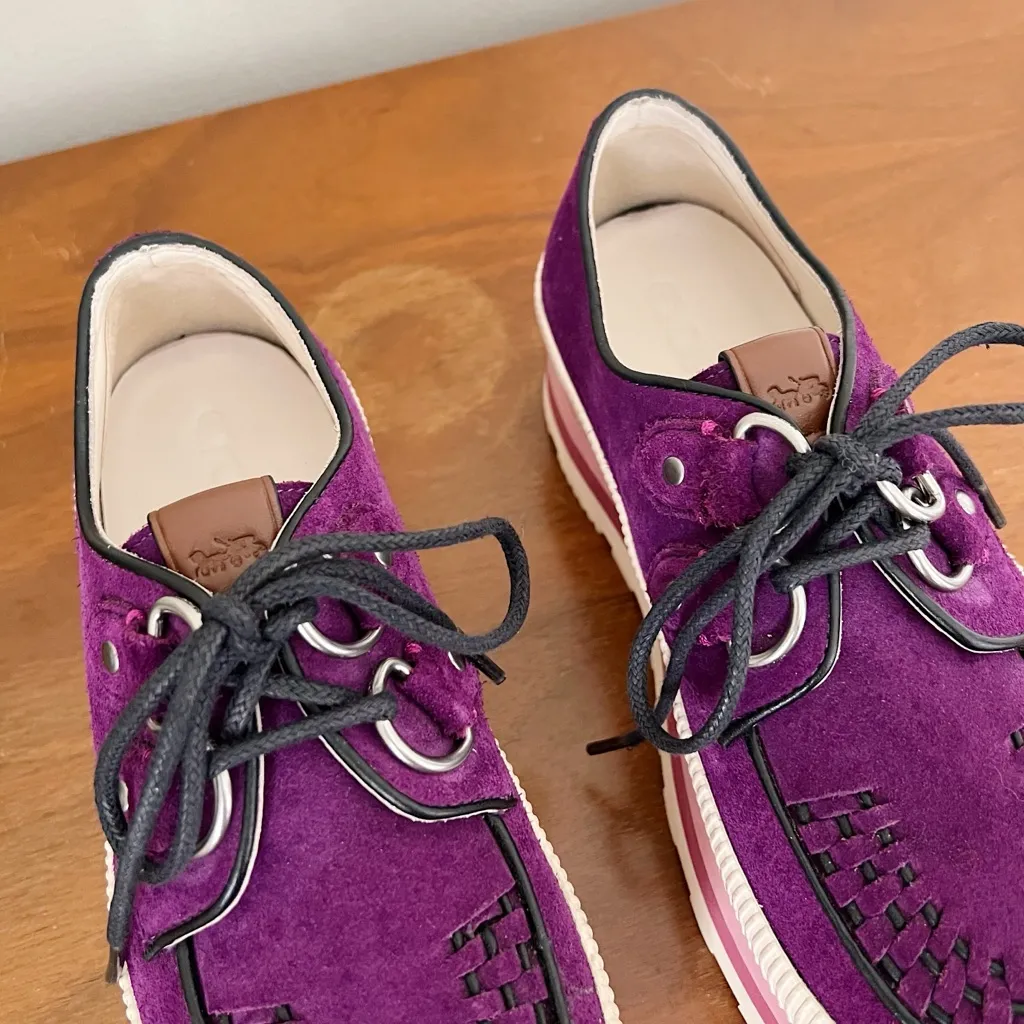 COACH • Platform Sneaker creeper chunky purple suede leather lug sole grunge - Image 5