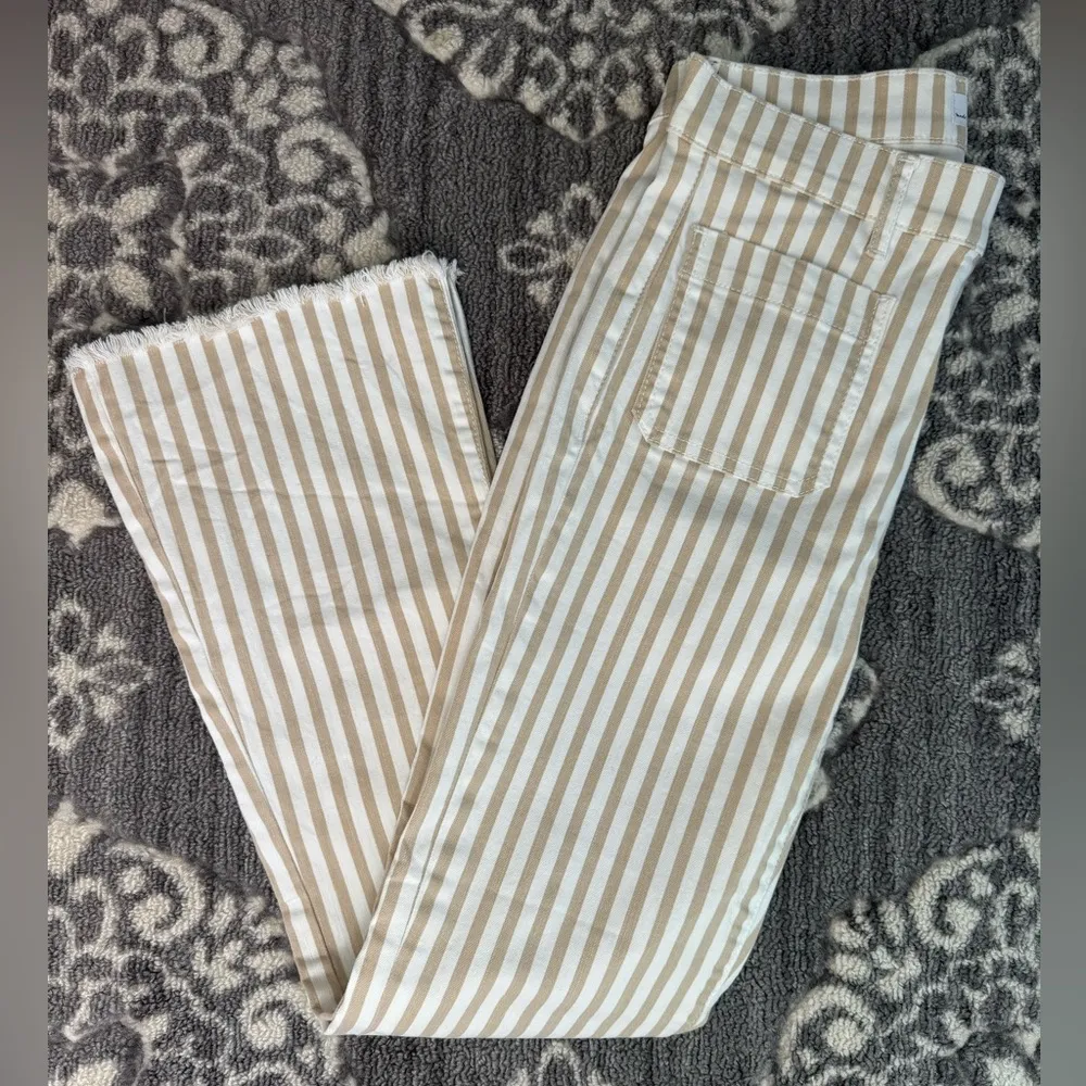 striped High Waist Flare Cropped Pants - Image 5