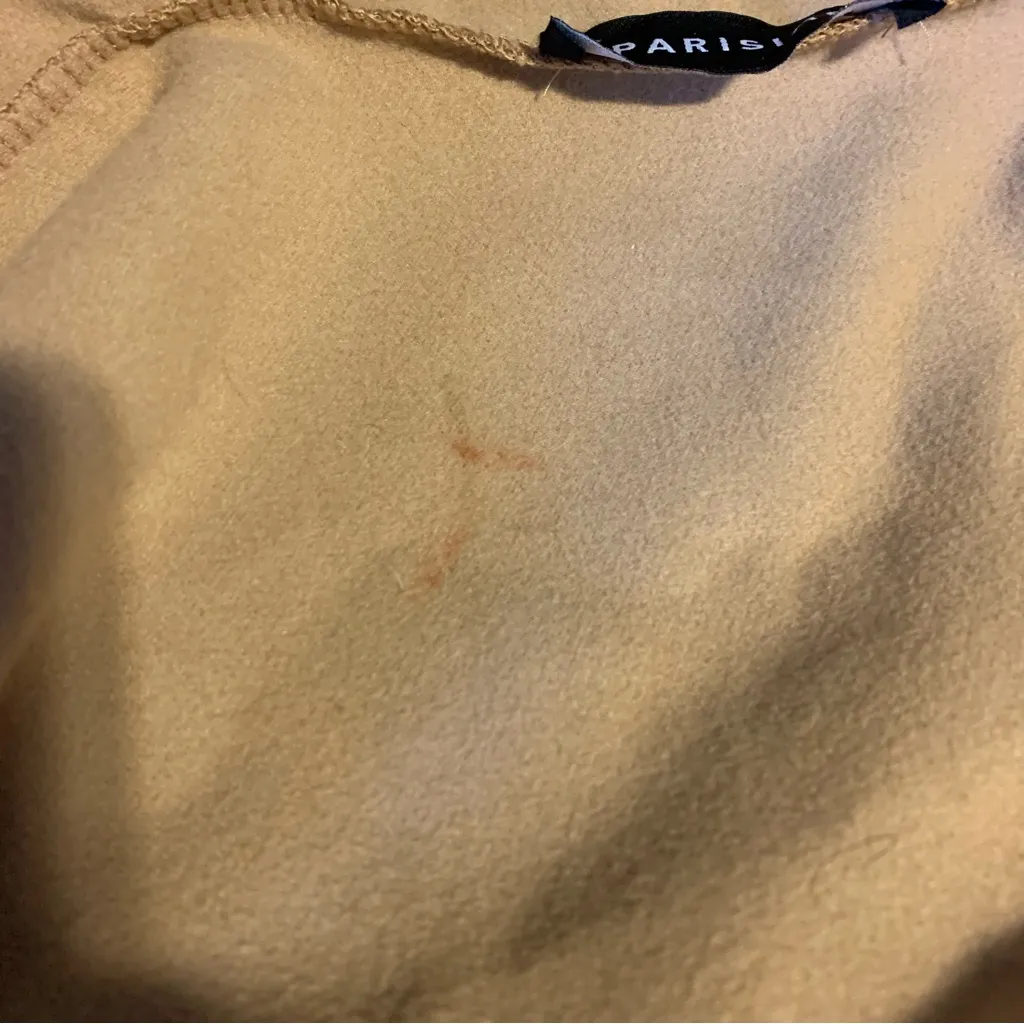 PARISIAN CAMEL COLOR FAUX WOOL WATERFALL SHAWL OPEN-FRONT TRENCH JACKET (M) - Image 7