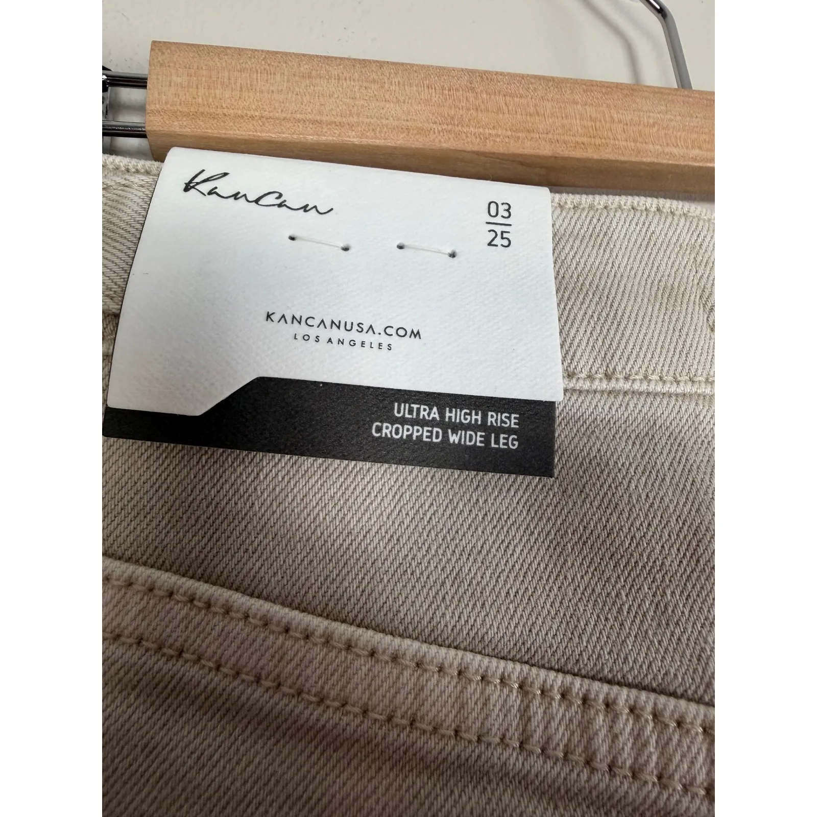 KanCan USA Women's Beige Cropped Wide Leg Jeans Ultra High Rise Size 3 25 - Image 6