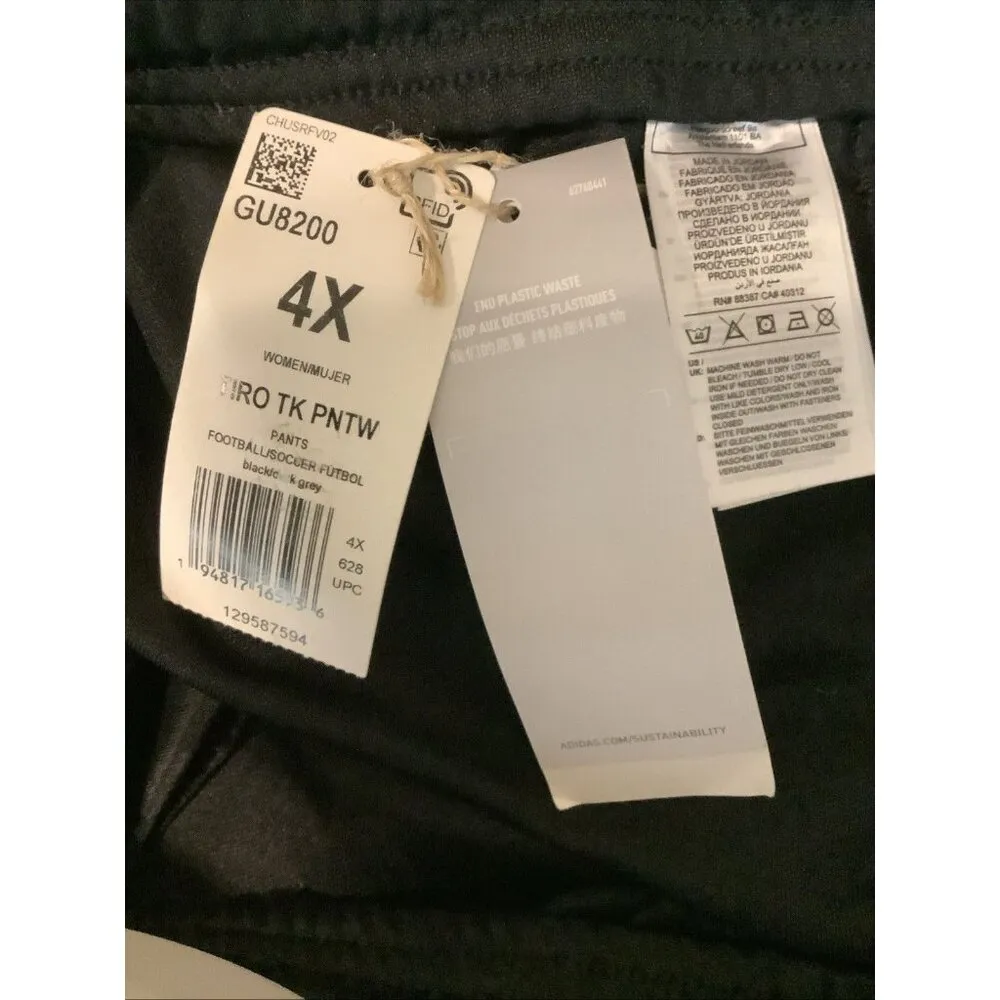 Adidas Tiro TK Women's Football/Soccer Pants Sport Bottoms Joggers Black/Grey 4X - Image 8