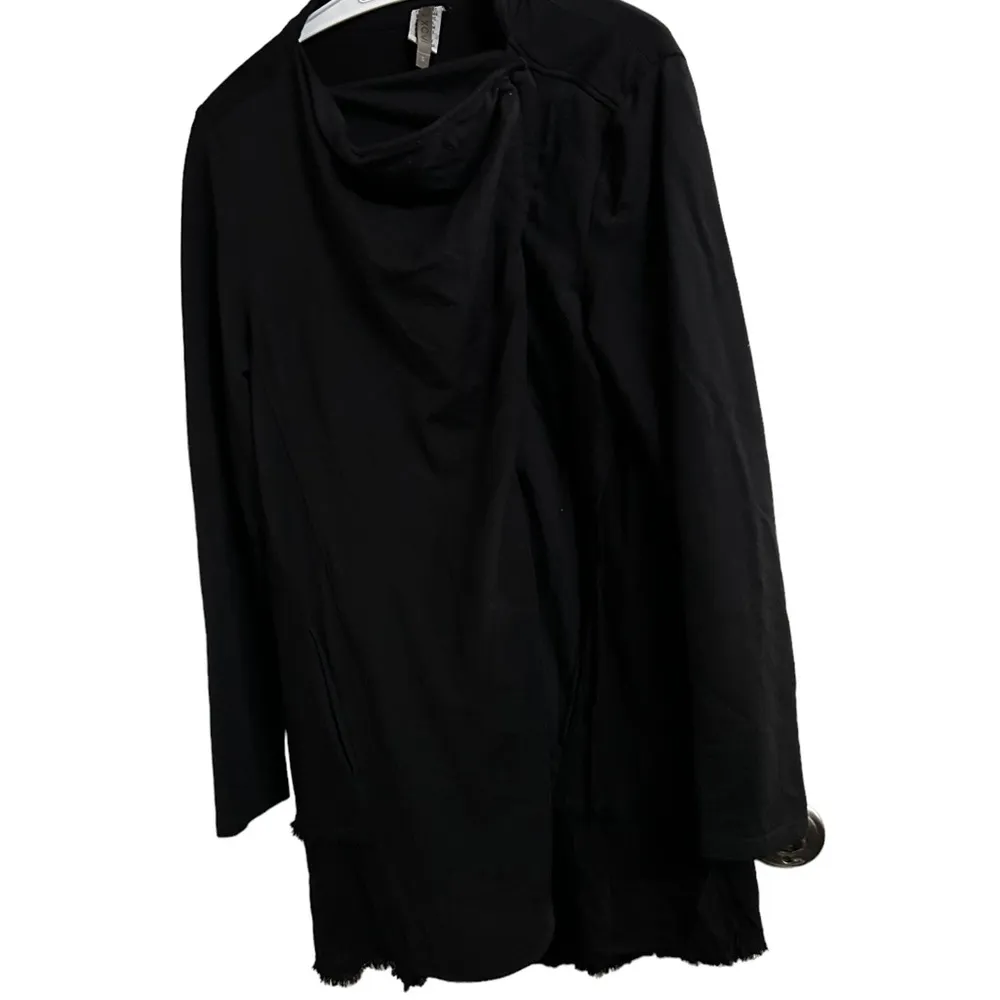 XCVI Black Lagenlook Asymmetrical Full Zip Size Small Longer Length Jacket. - Image 2