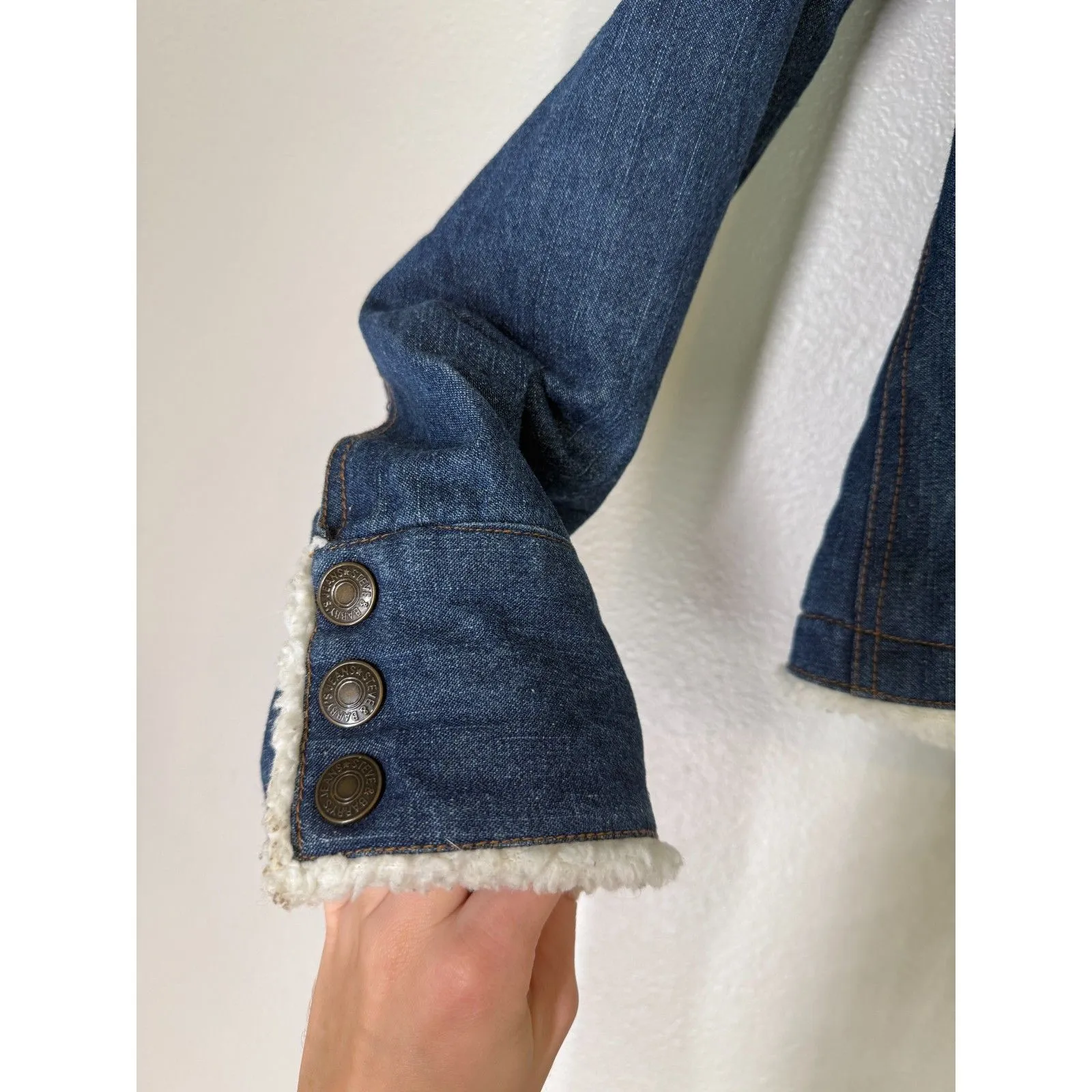 Vintage Steve & Barry's Sherpa Denim Trucker Jackets Womens Sz M 90s Farmcore - Image 2