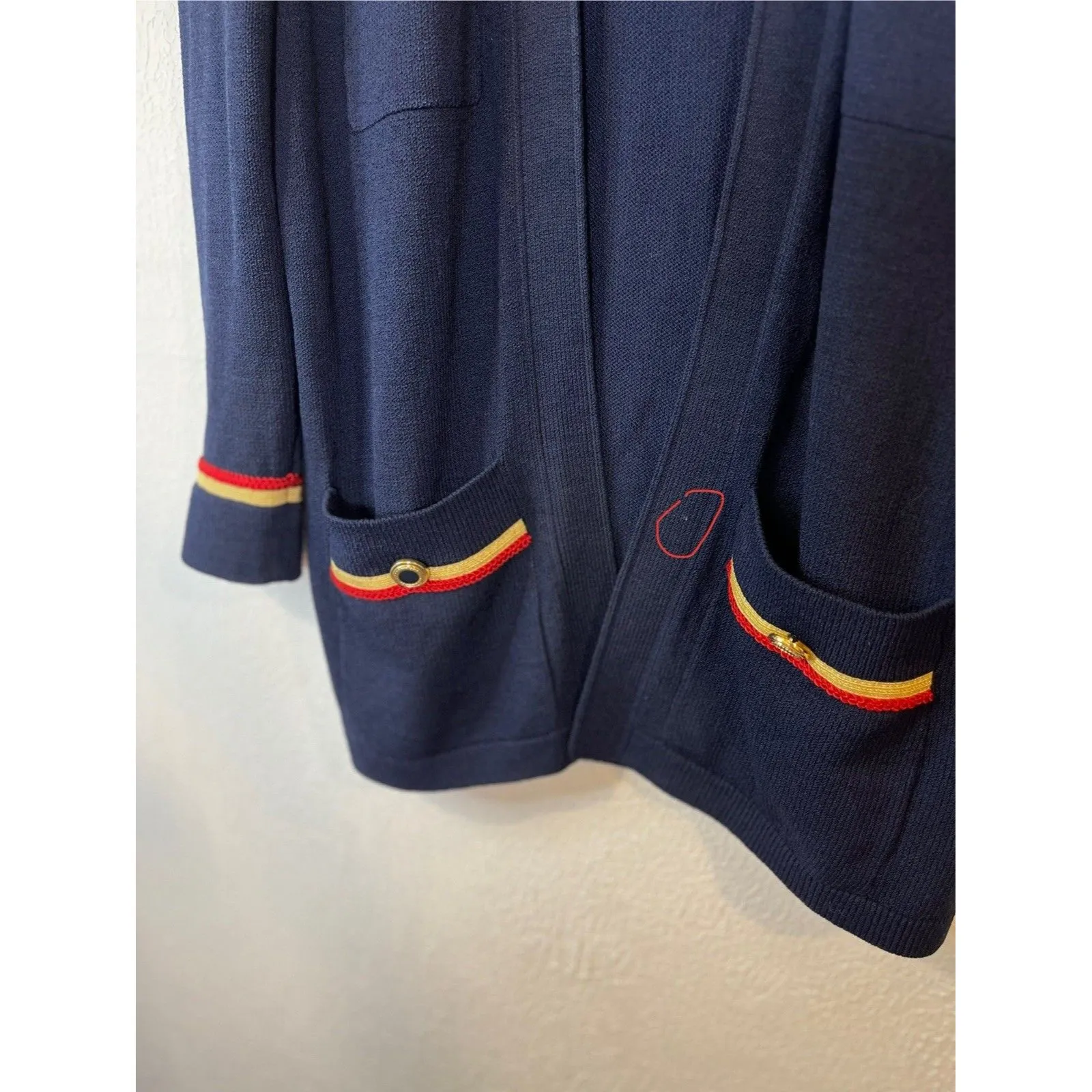 Vintage St. John Sports Santana Knit Sz 6 P Women's Navy Cardigan - Image 7