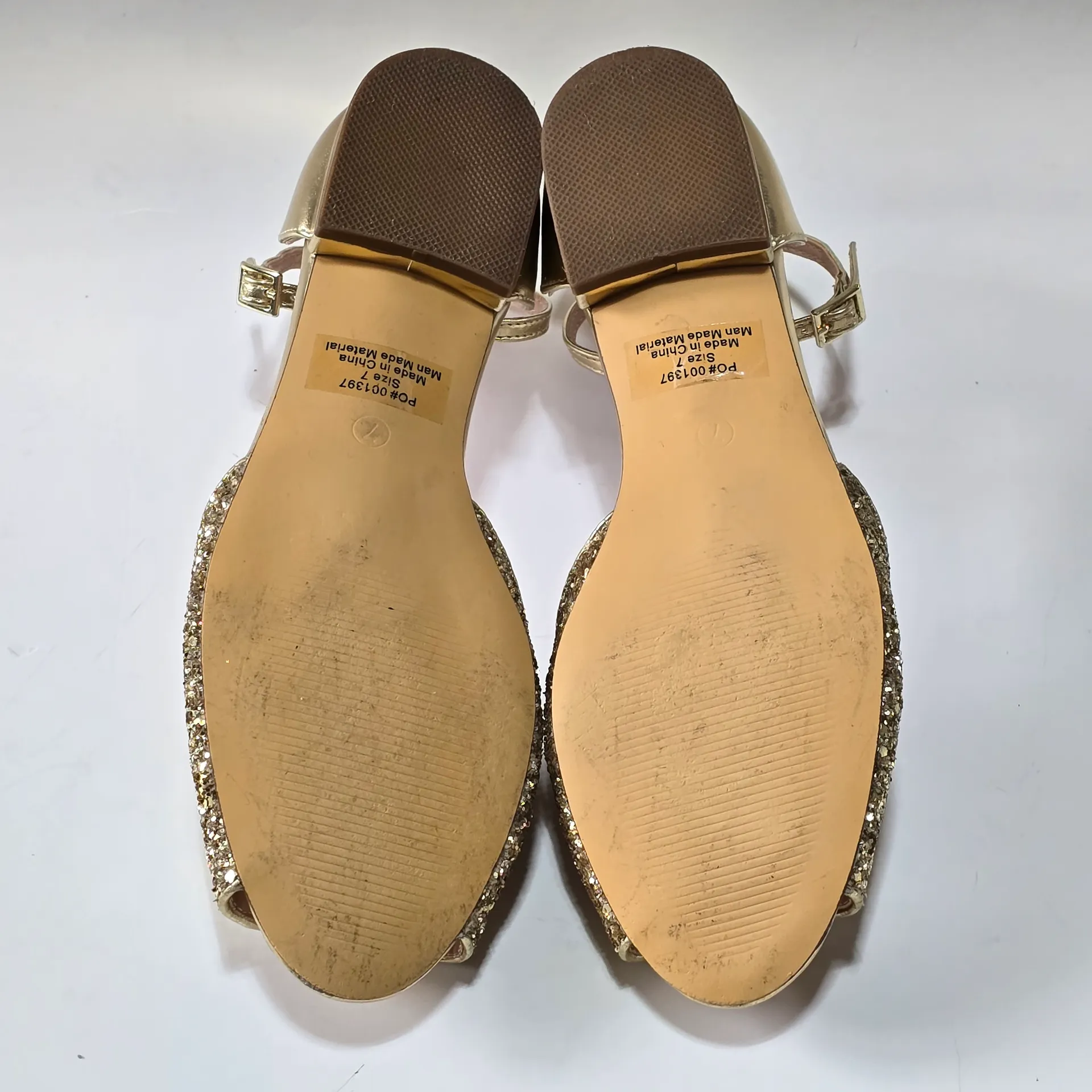 Journee Collection Verona Gold Glitter Open-Toe Sandals Size 7 Wedding Party - Image 7