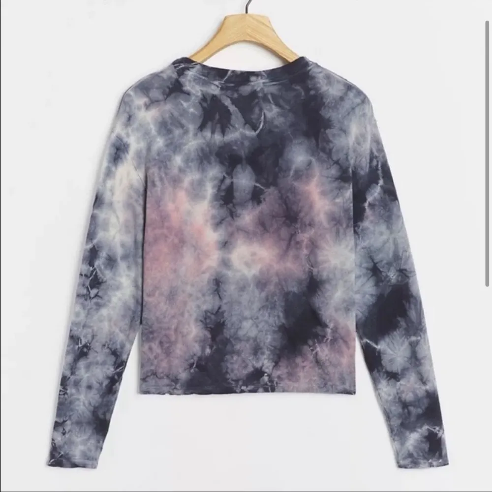 ANTHROPOLOGIE good hYOUman Graphic Pullover Sweaters Tops Tie Dye Navy XS NWOT - Image 2