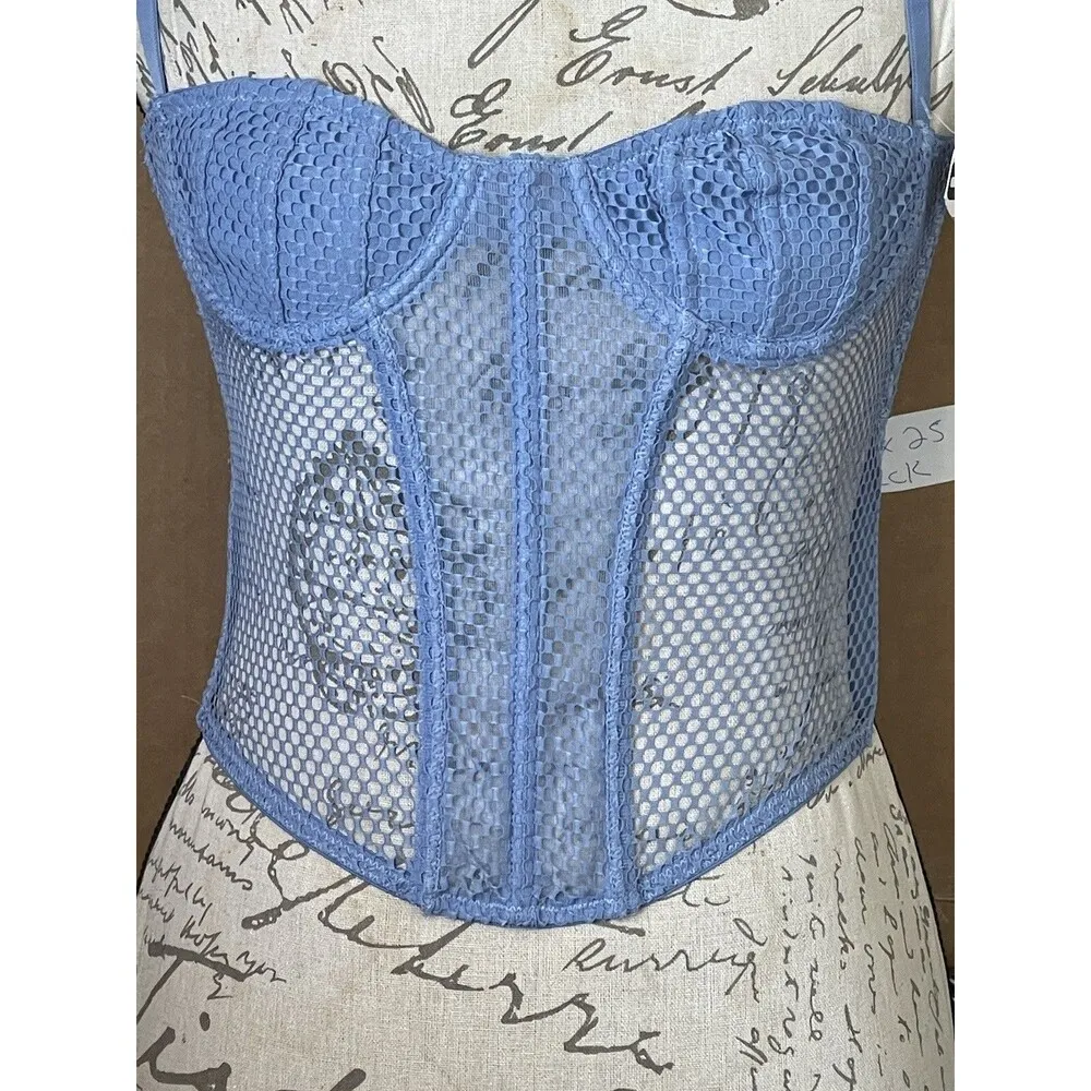Urban Outfitters Womens Corset Sz Small Fishnet Corset Mermaid Core Whimsical - Image 6