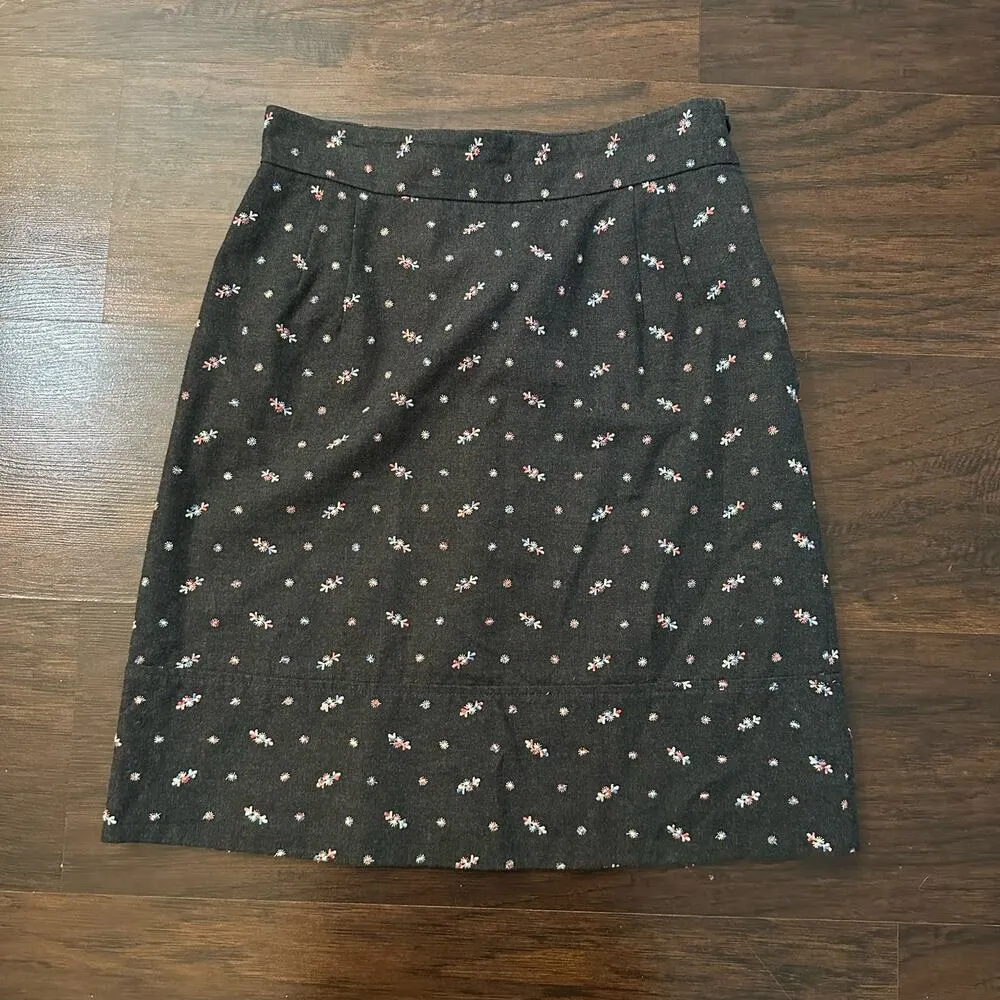 Odille  dark gray floral cotton pencil skirt size 4 - Image 2