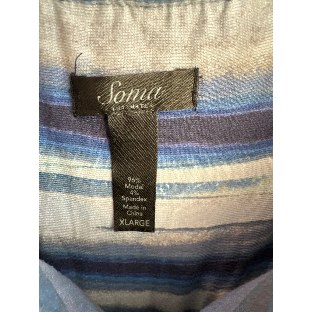 Soma Womens Blue Striped Maxi Dress XL Padded Bust Adjustable Spaghetti Straps - Image 2