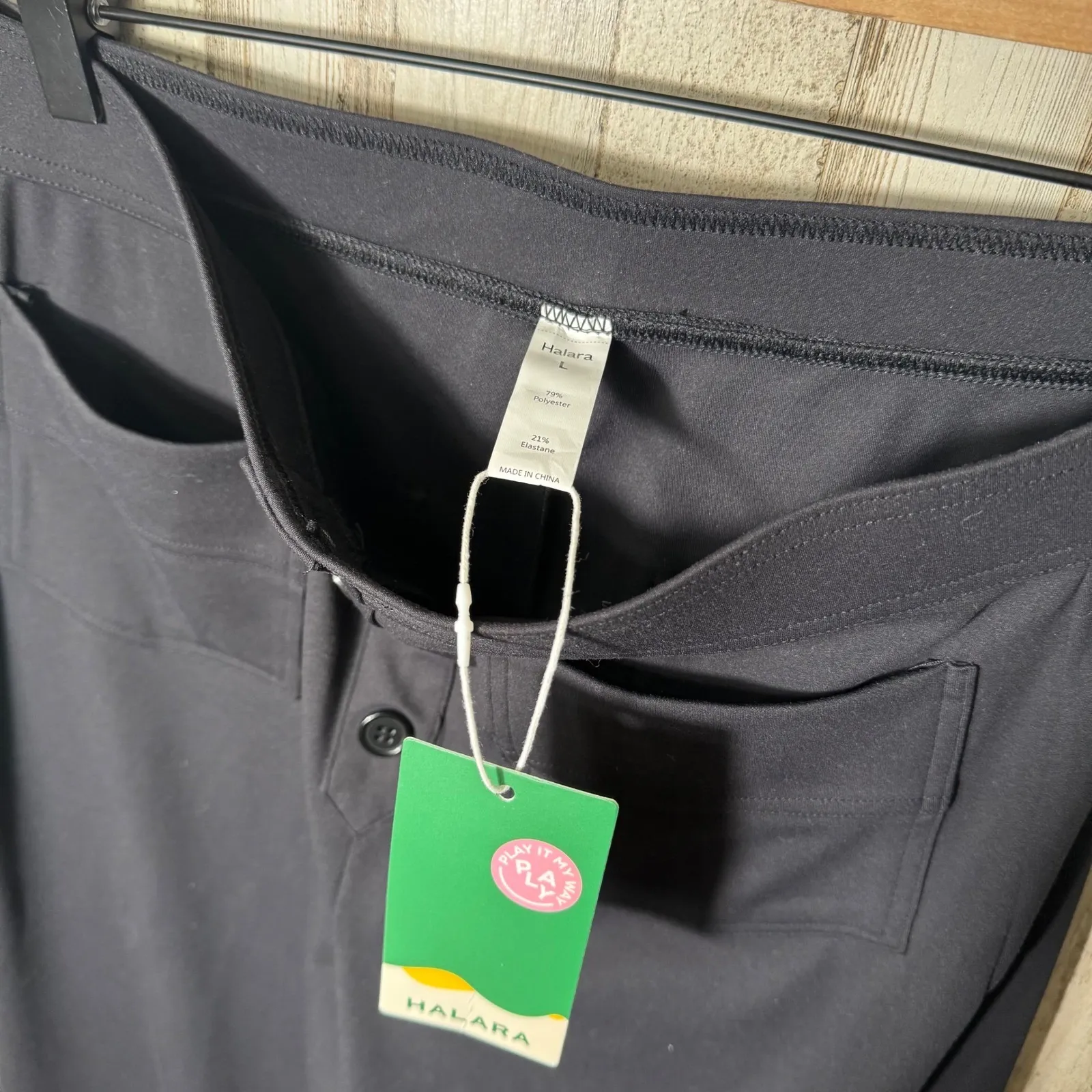 Halara High Waisted Button Pocket Straight Leg Casual Pants Womens Large NEW - Image 6