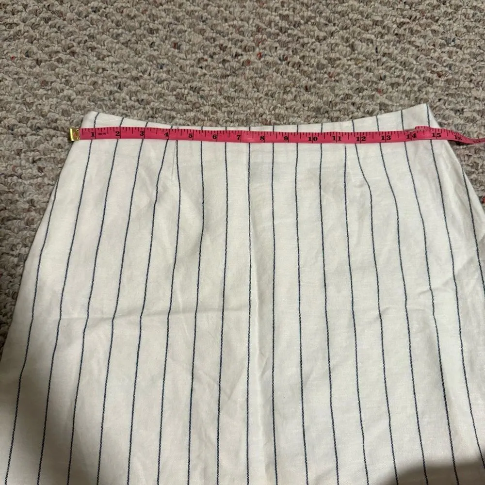 GAP Linen-Cotton Mini Skirt New Off White Pinstripe- Size 2 - Image 5