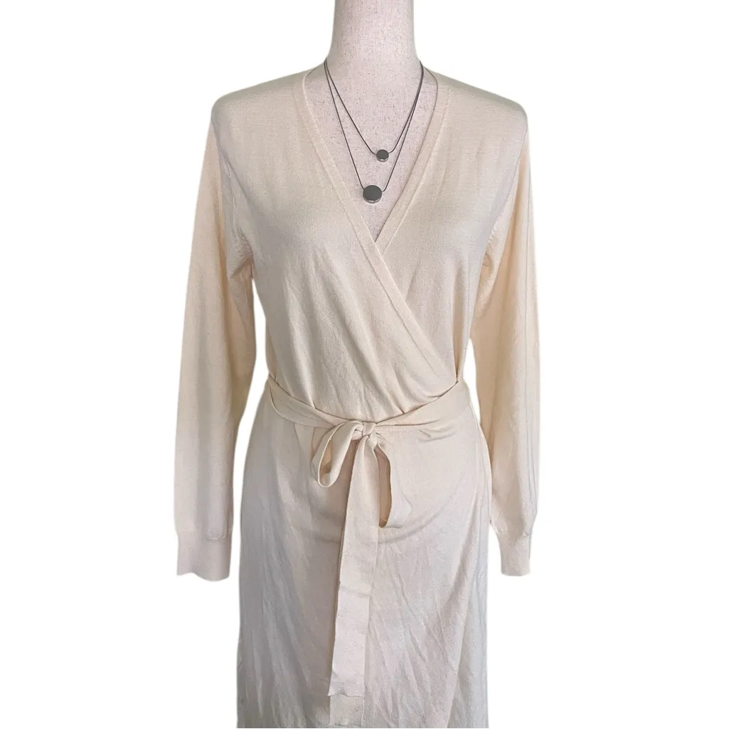 Lascana Cream Wrap Sweater Dress Size 8 - Image 7