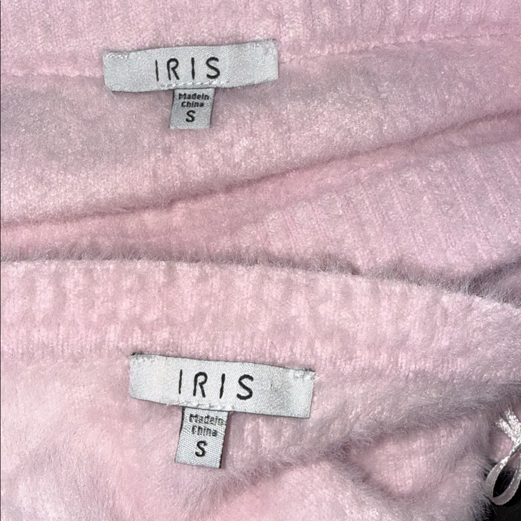 Pink and White Houndstooth Fuzzy Knit Set - Image 6