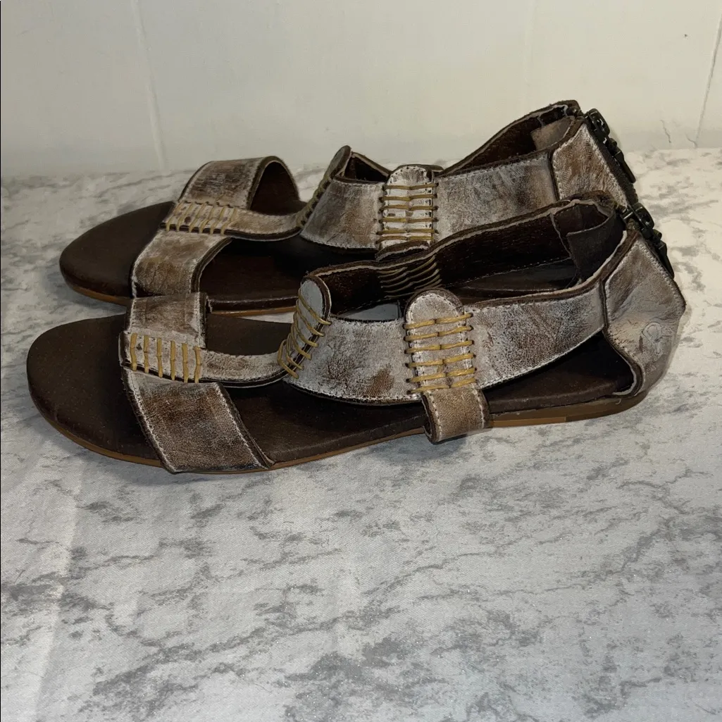 Roan Women’s Open Toe Slip On Brown Leather Sandals Size 8 - Image 4